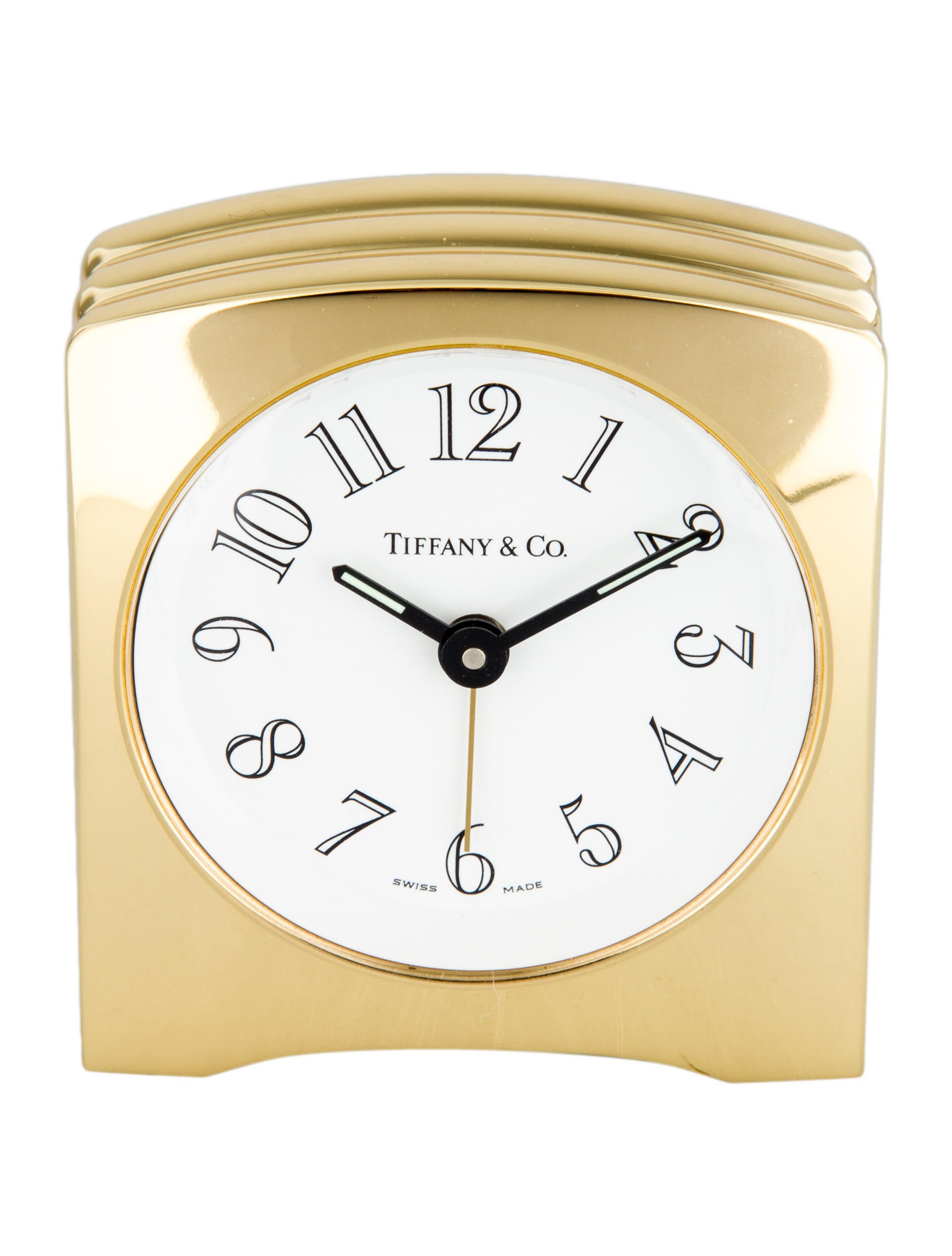 Tiffany & Co. Brass Alarm Clock Gold Decorative Accents, Decor