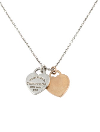 Tiffany & Co. Mini Double Heart Tag Pendant Necklace