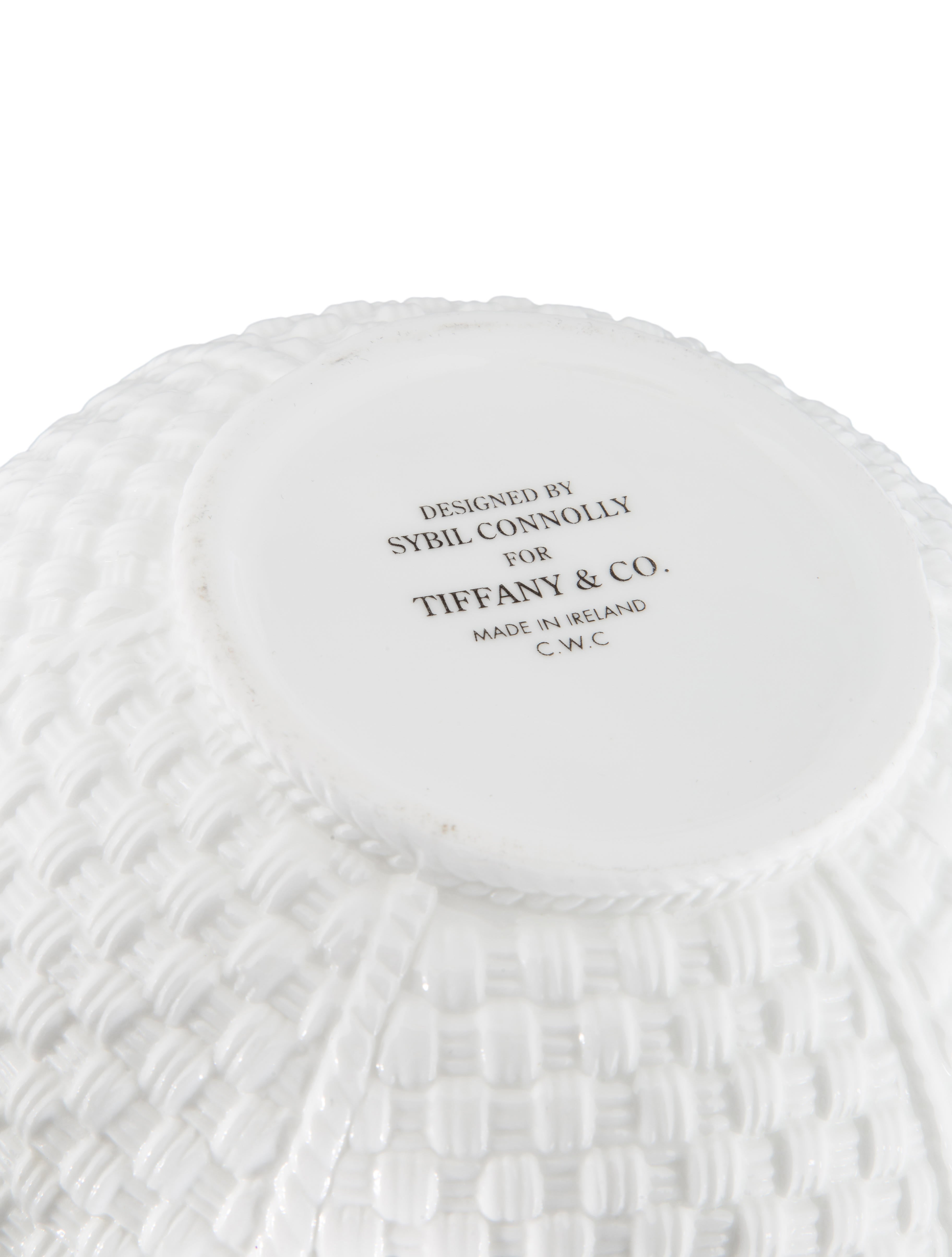 Tiffany & Co. Sybil Connolly Basket Weave Vase - White Decorative
