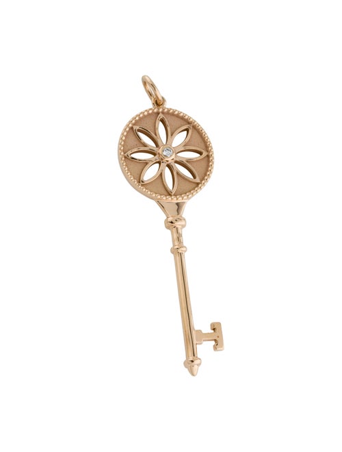 Tiffany & Co. 18K Diamond Daisy Key Pendant Rose