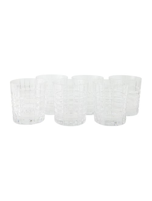 Tiffany & Co. Set of 6 Plaid Double Old Fashioned Glasses