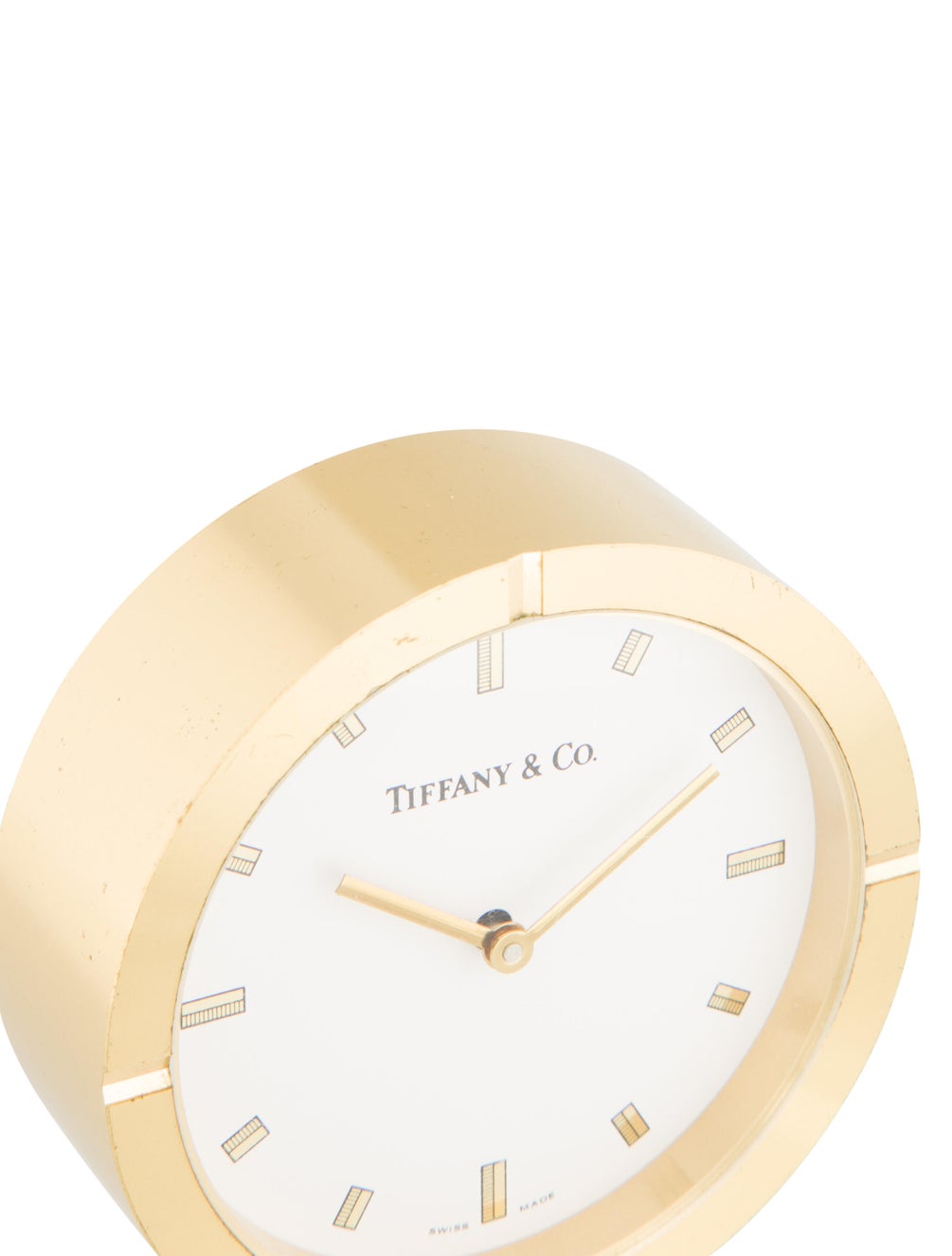 Tiffany & Co. Round Desk Clock Gold Decorative Accents, Decor