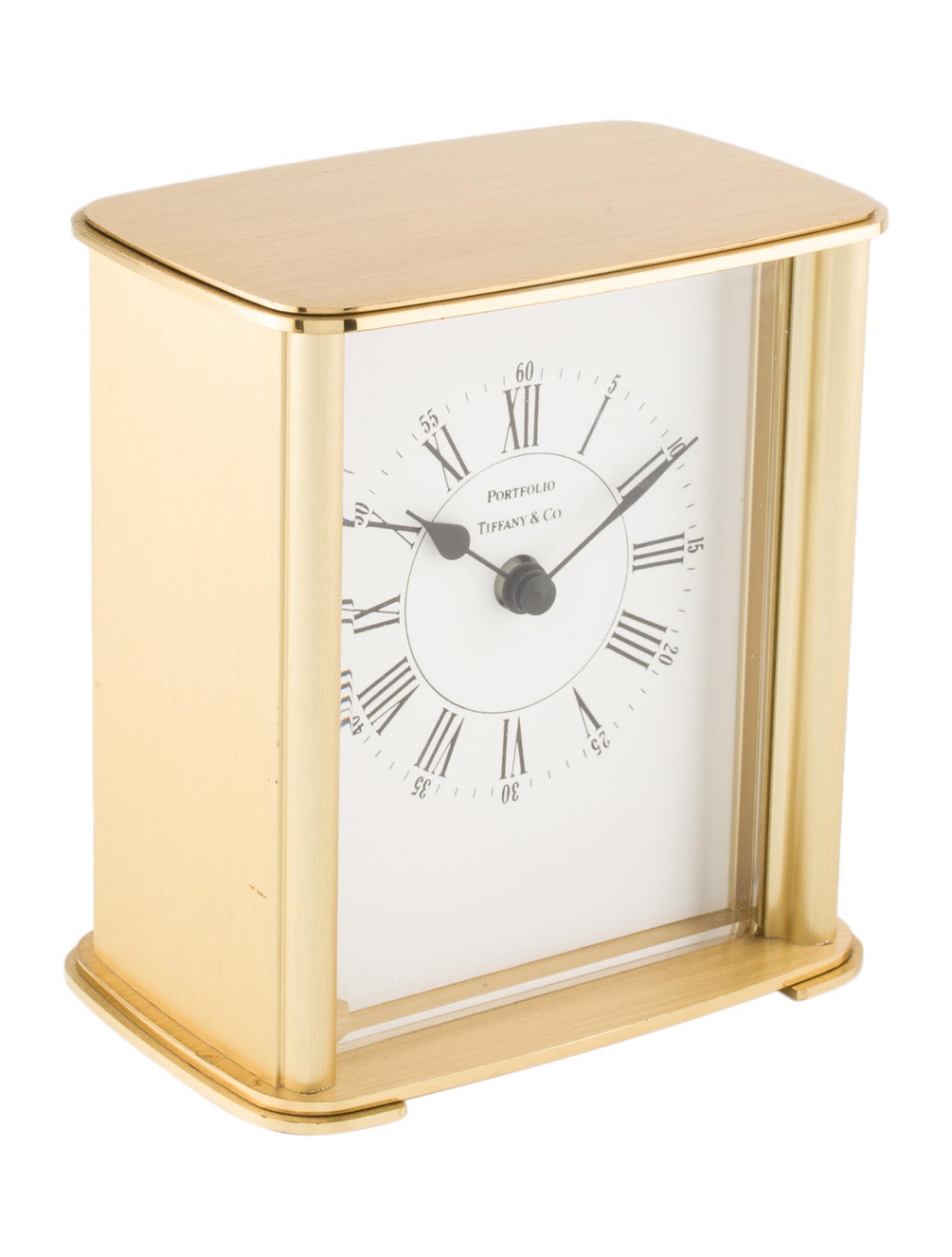 Tiffany & Co. Portfolio Desk Clock Gold Decorative Accents, Decor