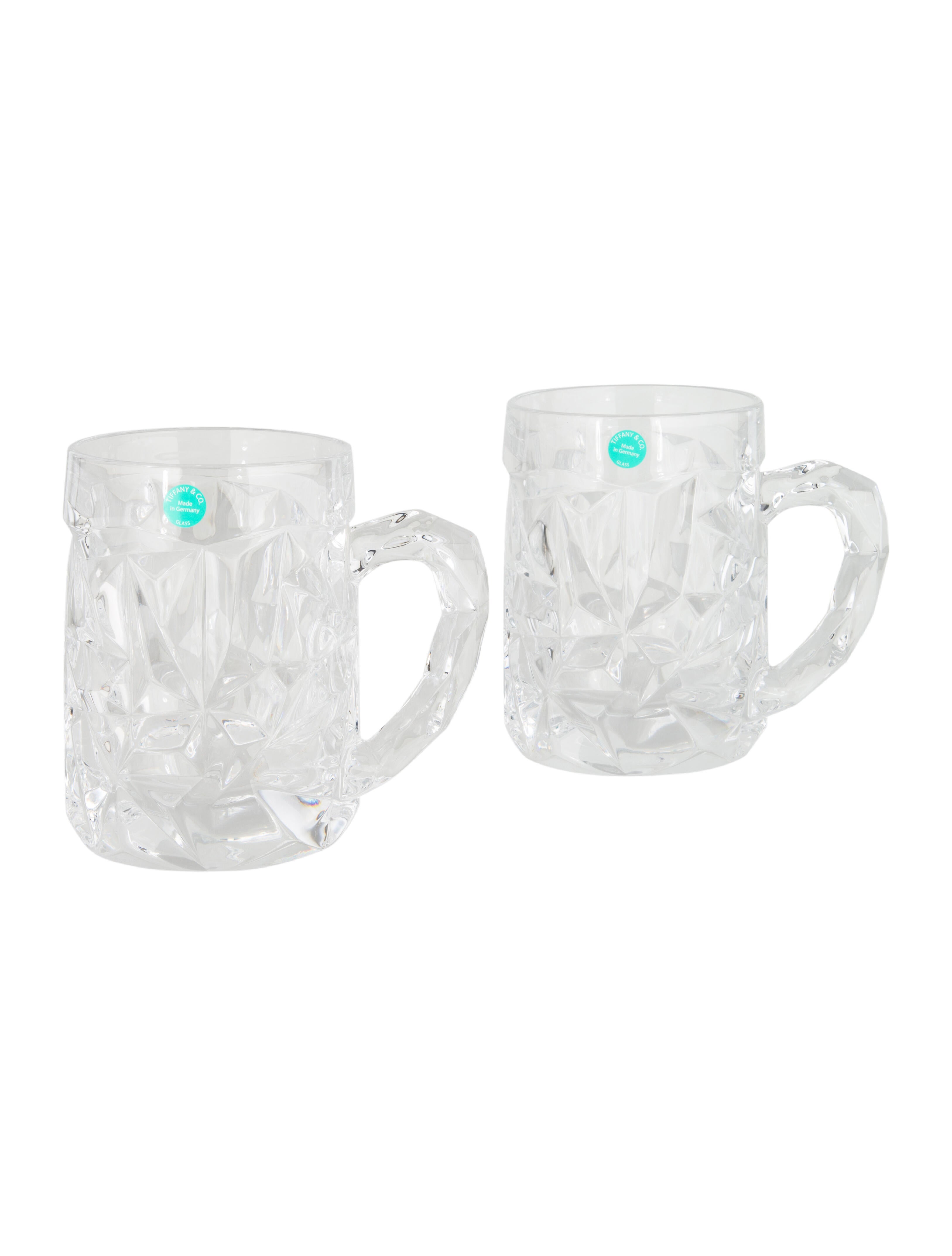 Tiffany & Co. Pair of Rock-Cut Crystal Beer Mugs