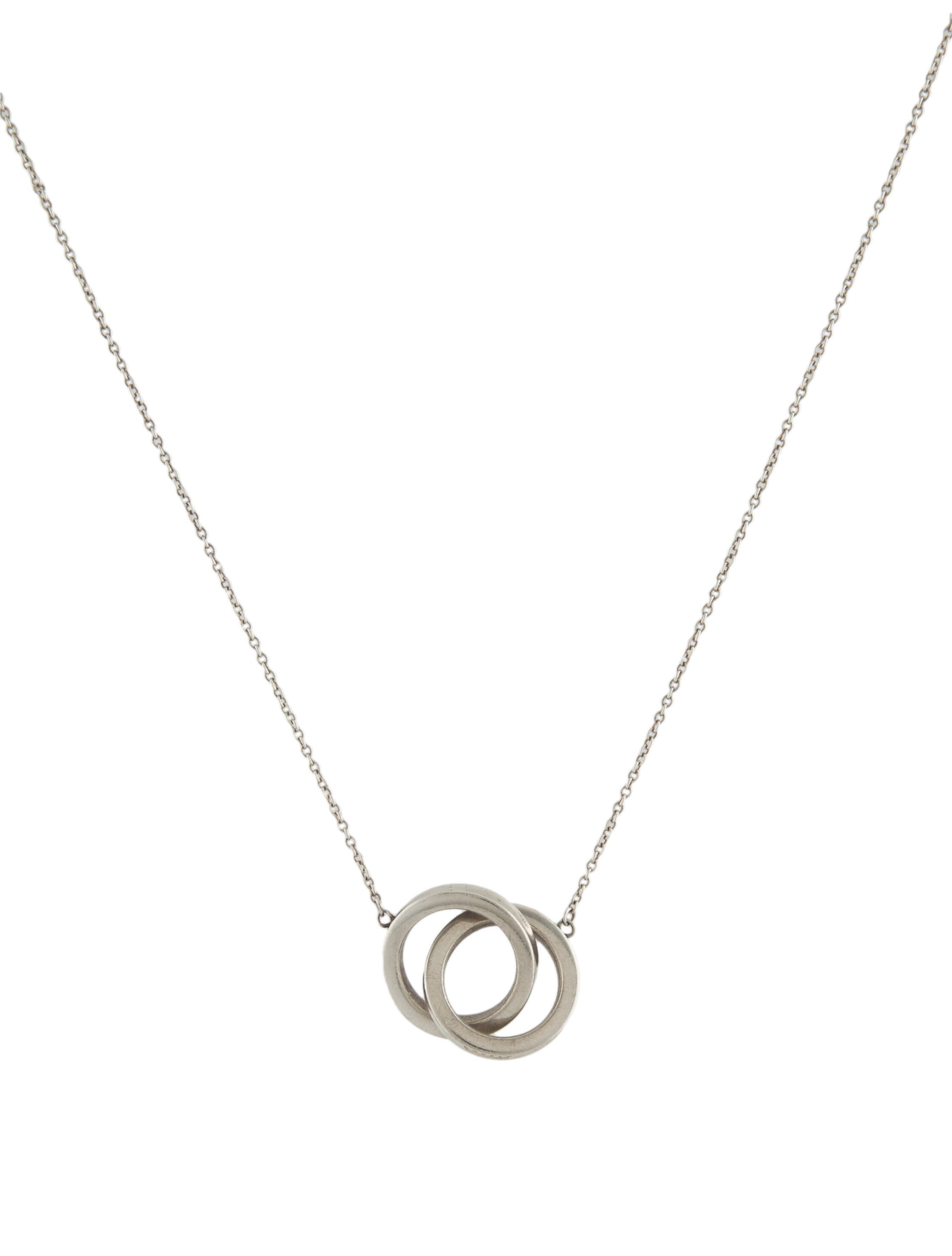 Tiffany & Co. 18K Diamond Double Interlocking Circles Pendant Necklace