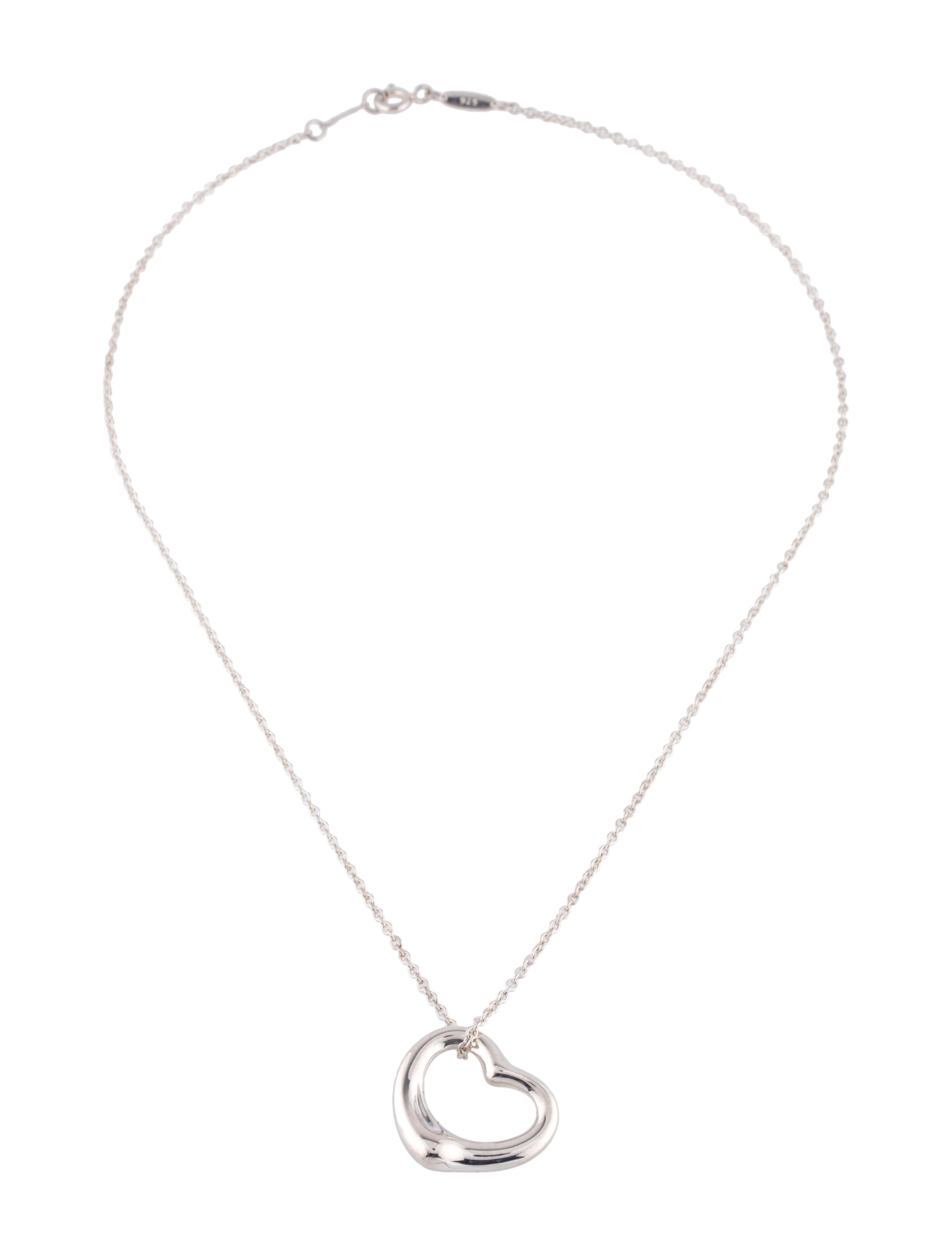 Tiffany & Co. Open Heart Pendant Necklace Sterling Silver Pendant