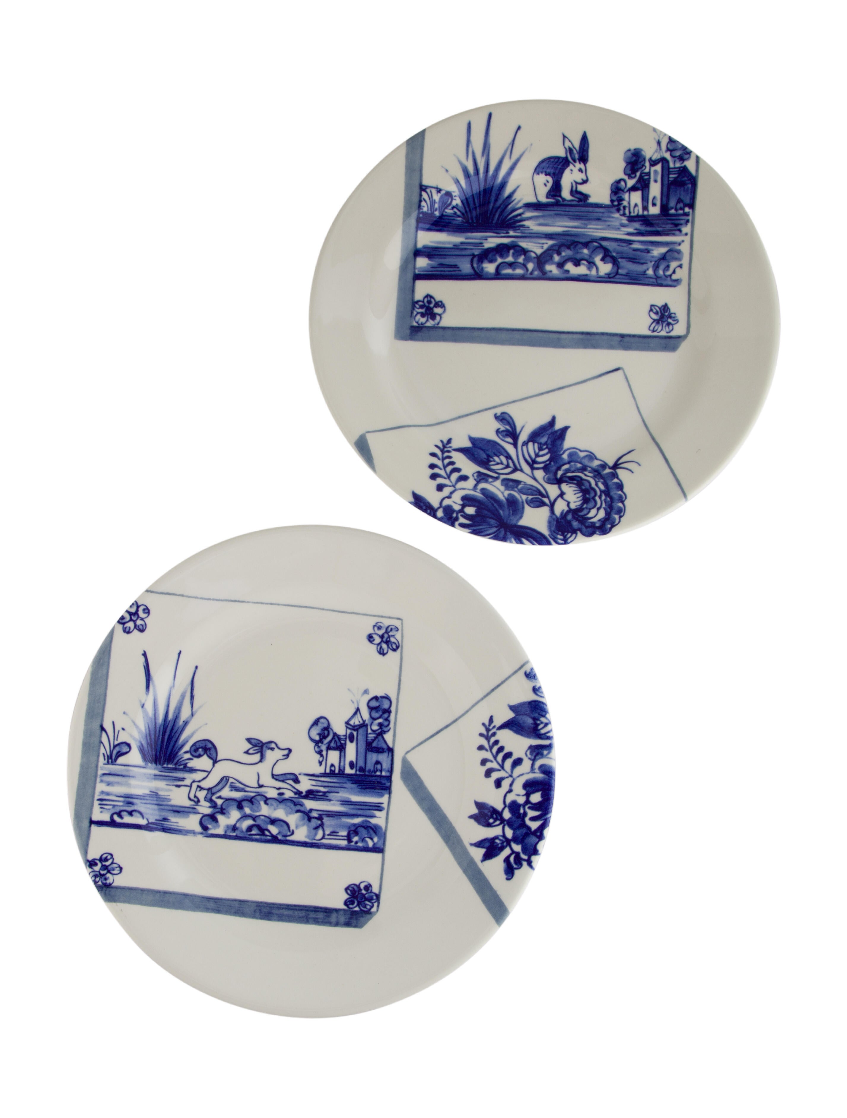 Tiffany & Co. Pair of Este Ceramiche Salad Plates Blue, 2 pieces
