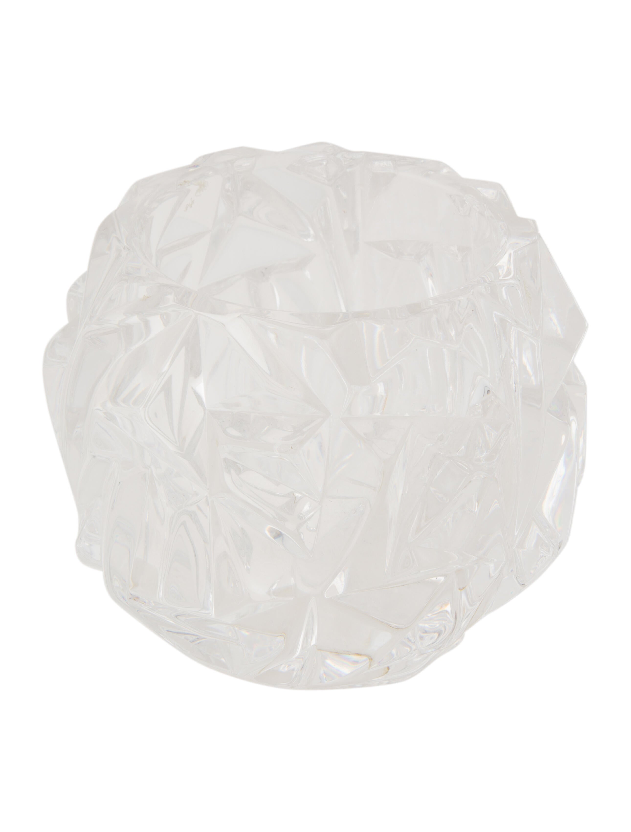 Tiffany & Co. Pair of RockCut Crystal Votives Clear Decorative