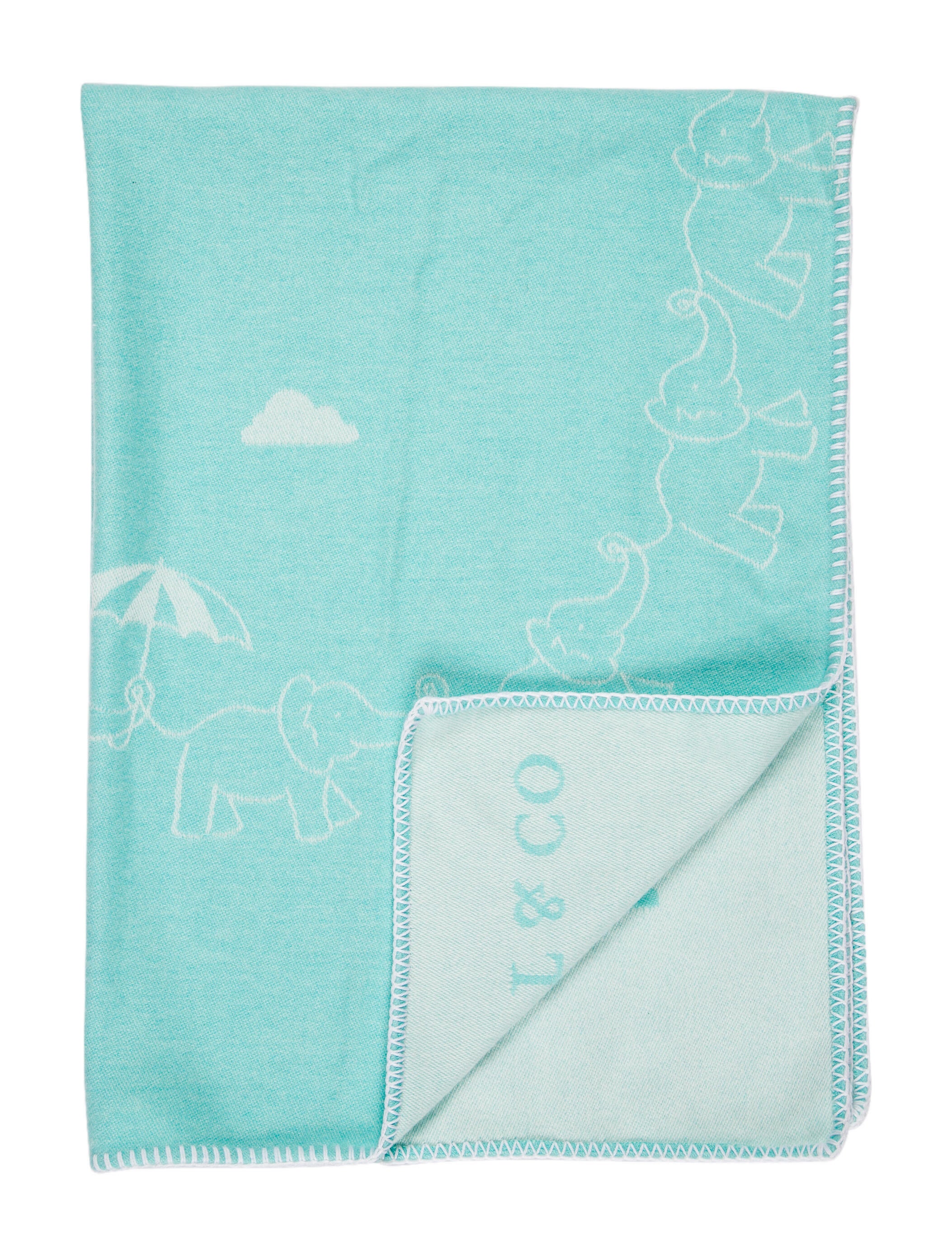 Tiffany & Co. Elephant Cashmere Baby Blanket - Blue Kids Decor