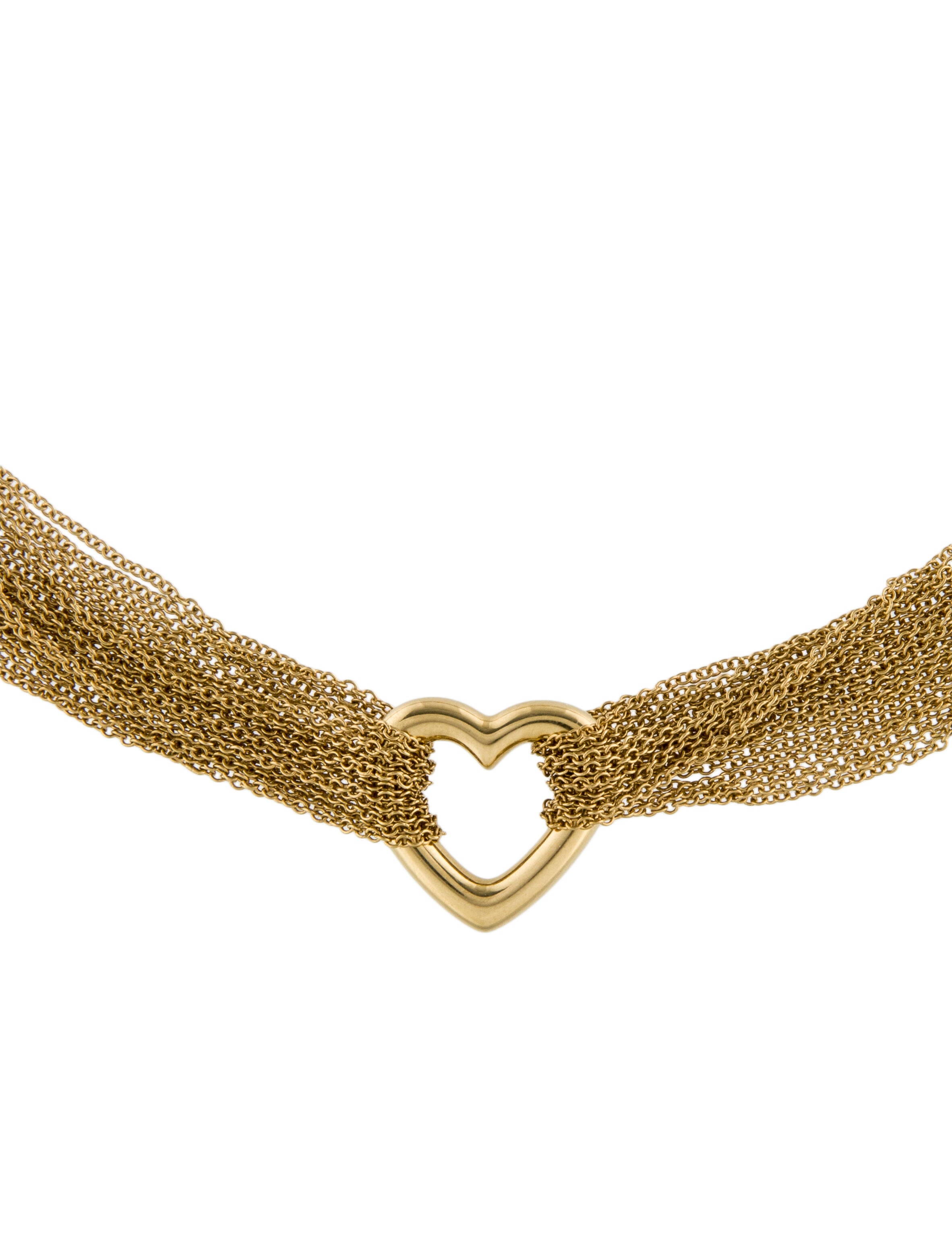 Tiffany & Co. 18K Multi Strand Heart Choker Necklace 18K Yellow Gold