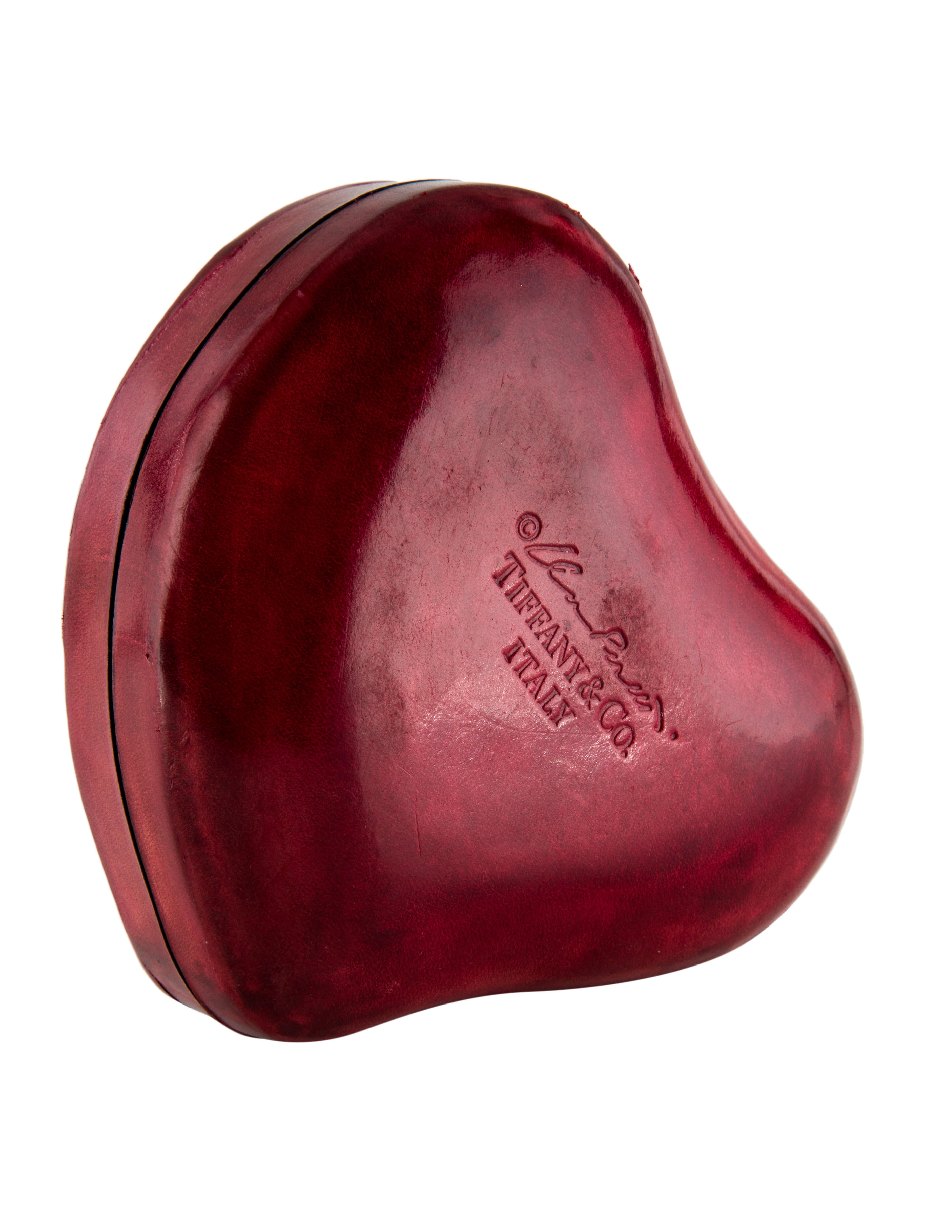 Tiffany & Co. Elsa Peretti Leather Heart Box - Red Decorative