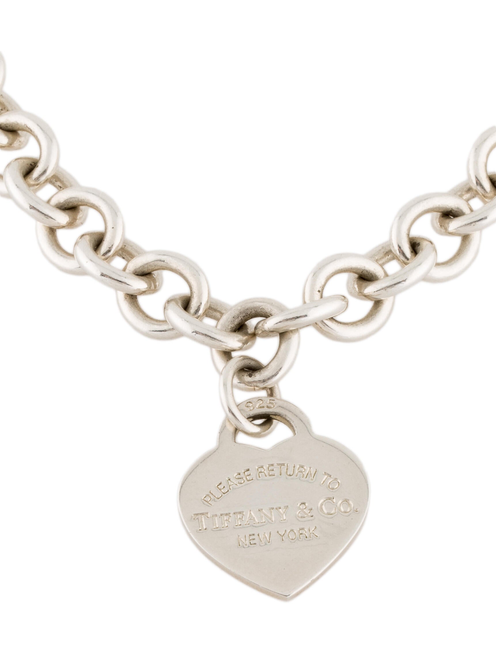 Tiffany & Co. Heart Tag Chain Link Necklace Sterling Silver Pendant