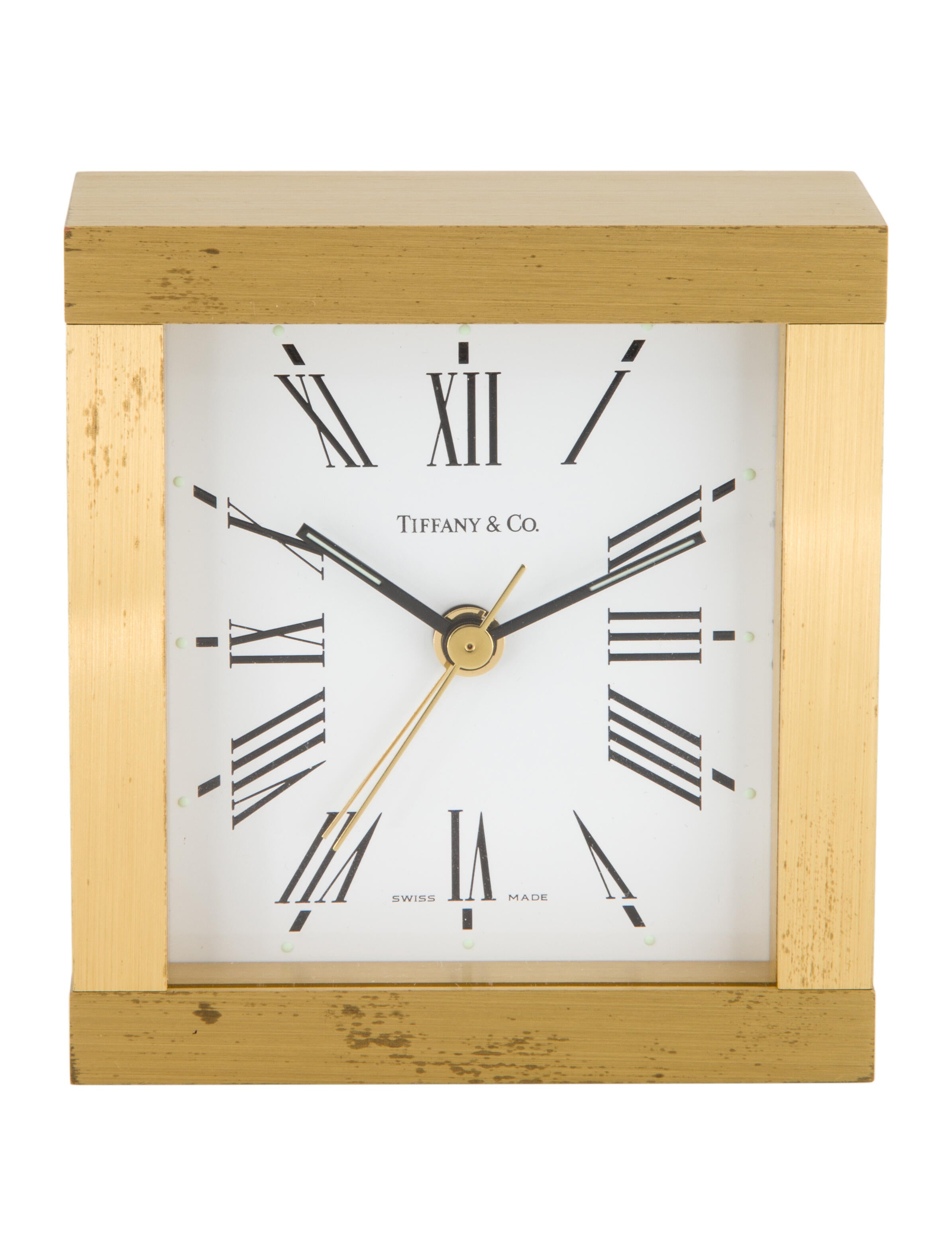 Tiffany & Co. Brass Square Desk Clock
