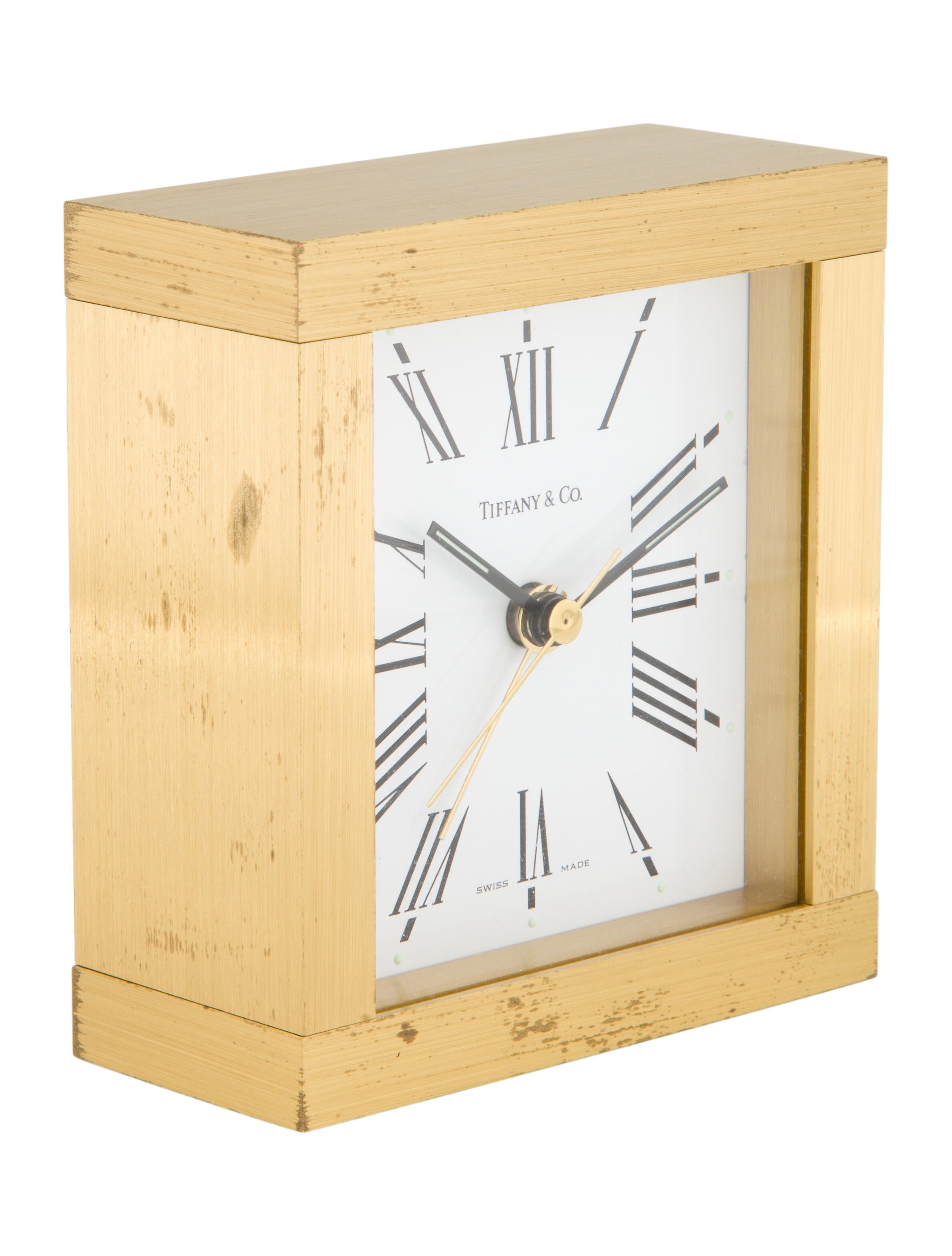 Tiffany & Co. Brass Square Desk Clock