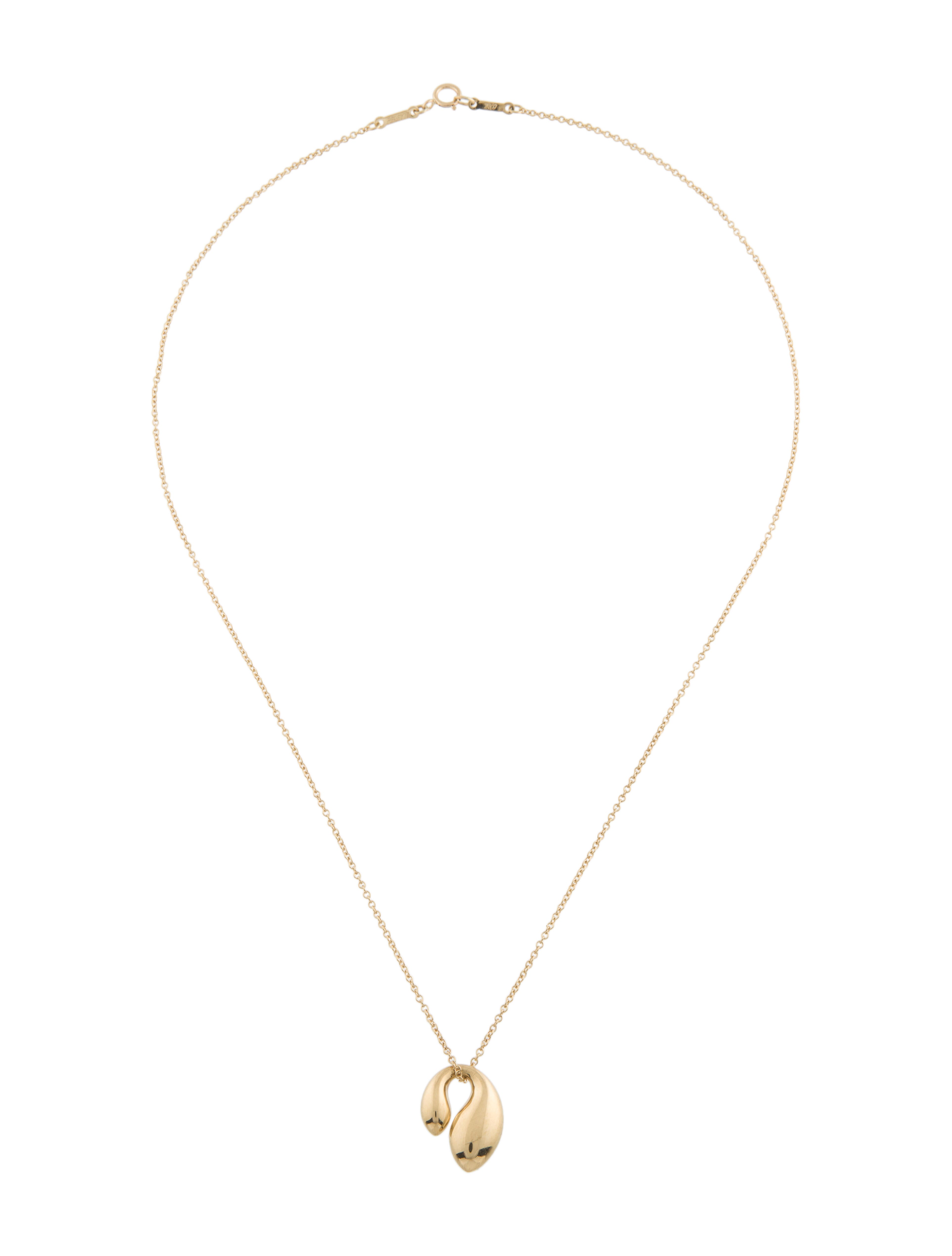 Tiffany & Co. 18K Double Teardrop Pendant Necklace 18K Yellow Gold
