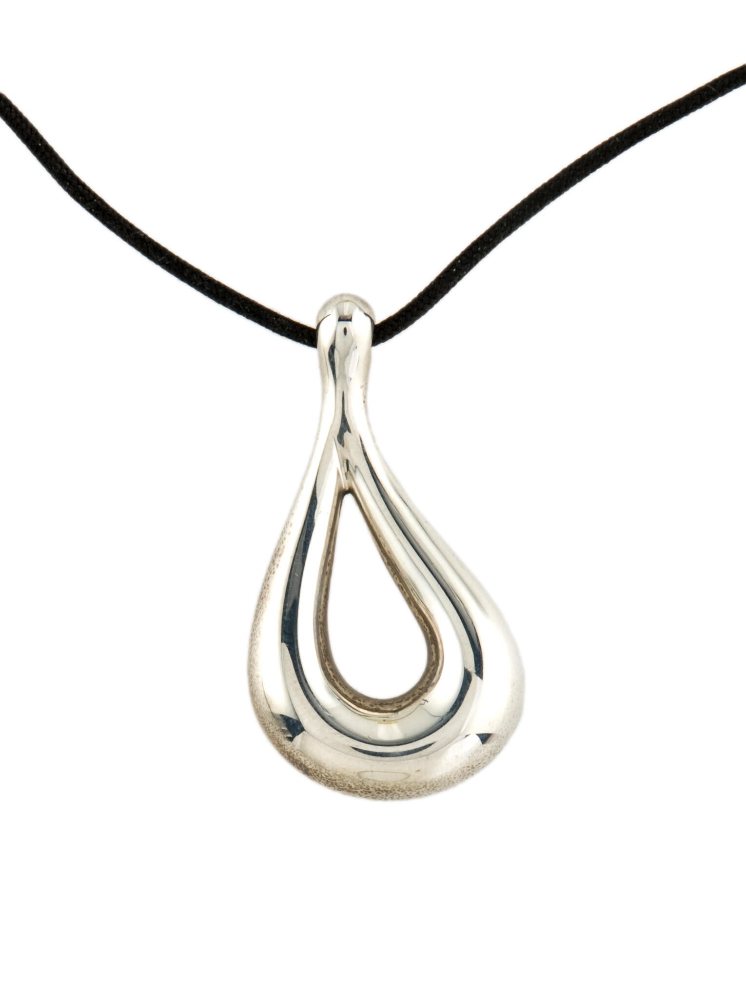 Tiffany & Co. Open Teardrop Pendant Necklace Sterling Silver Pendant