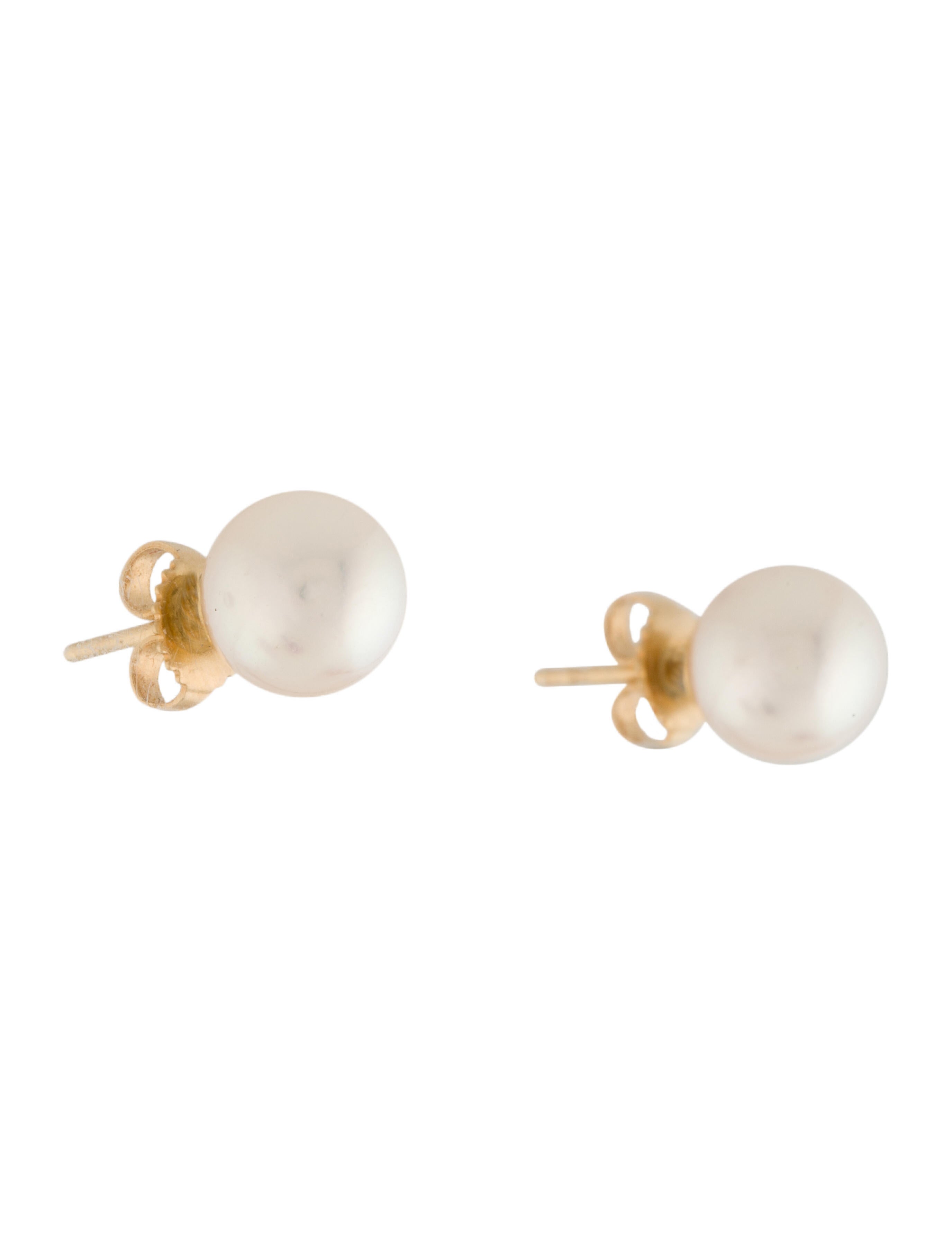 Tiffany & Co. 18K Cultured Akoya Pearl Stud Earrings 18K Yellow Gold