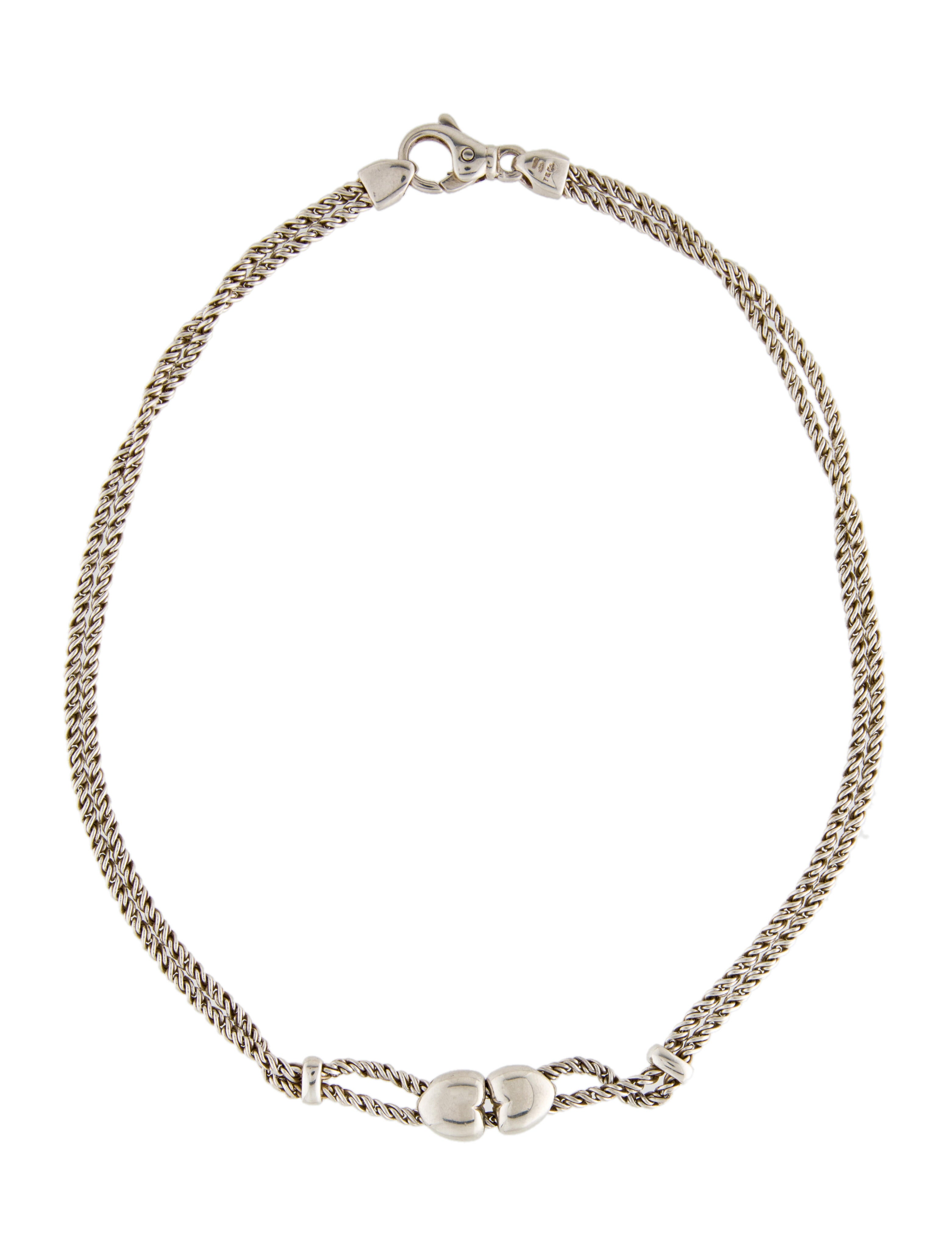Tiffany & Co. Double Strand Heart Pendant Necklace Sterling Silver