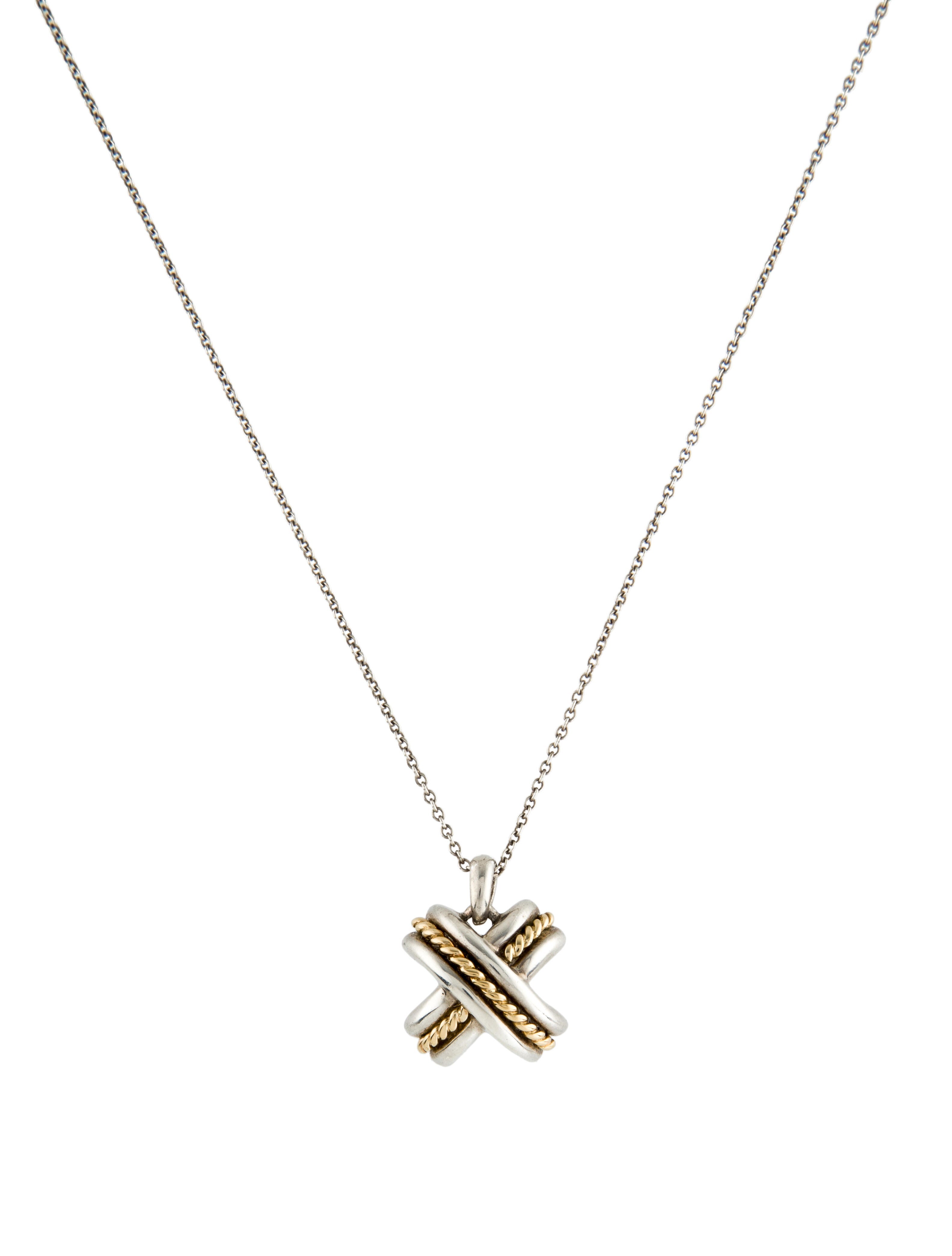 Tiffany & Co. Vintage TwoTone Signature X Pendant Necklace 18K