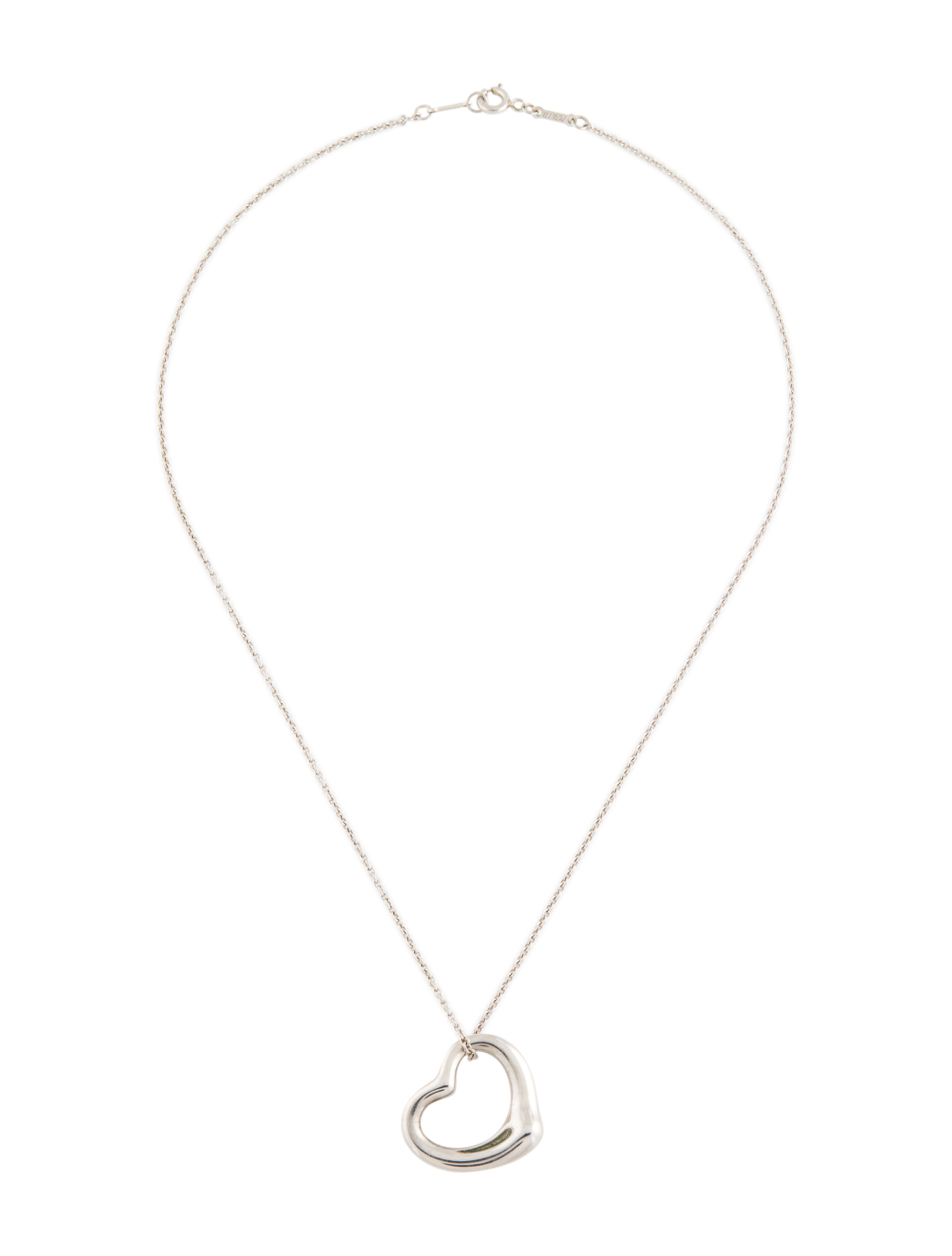 Tiffany & Co. Open Heart Pendant Necklace Sterling Silver Pendant