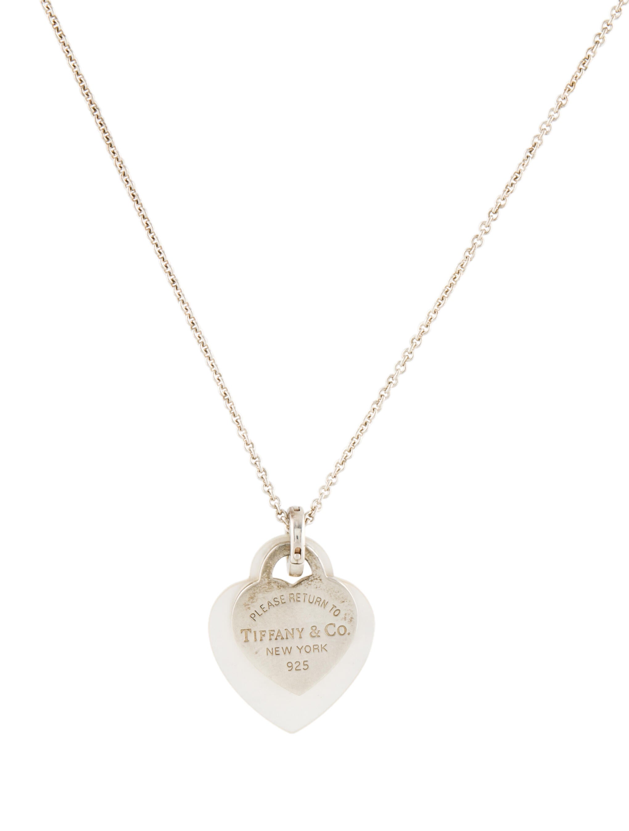 Tiffany & Co. Mother of Pearl Double Heart Tag Pendant Necklace
