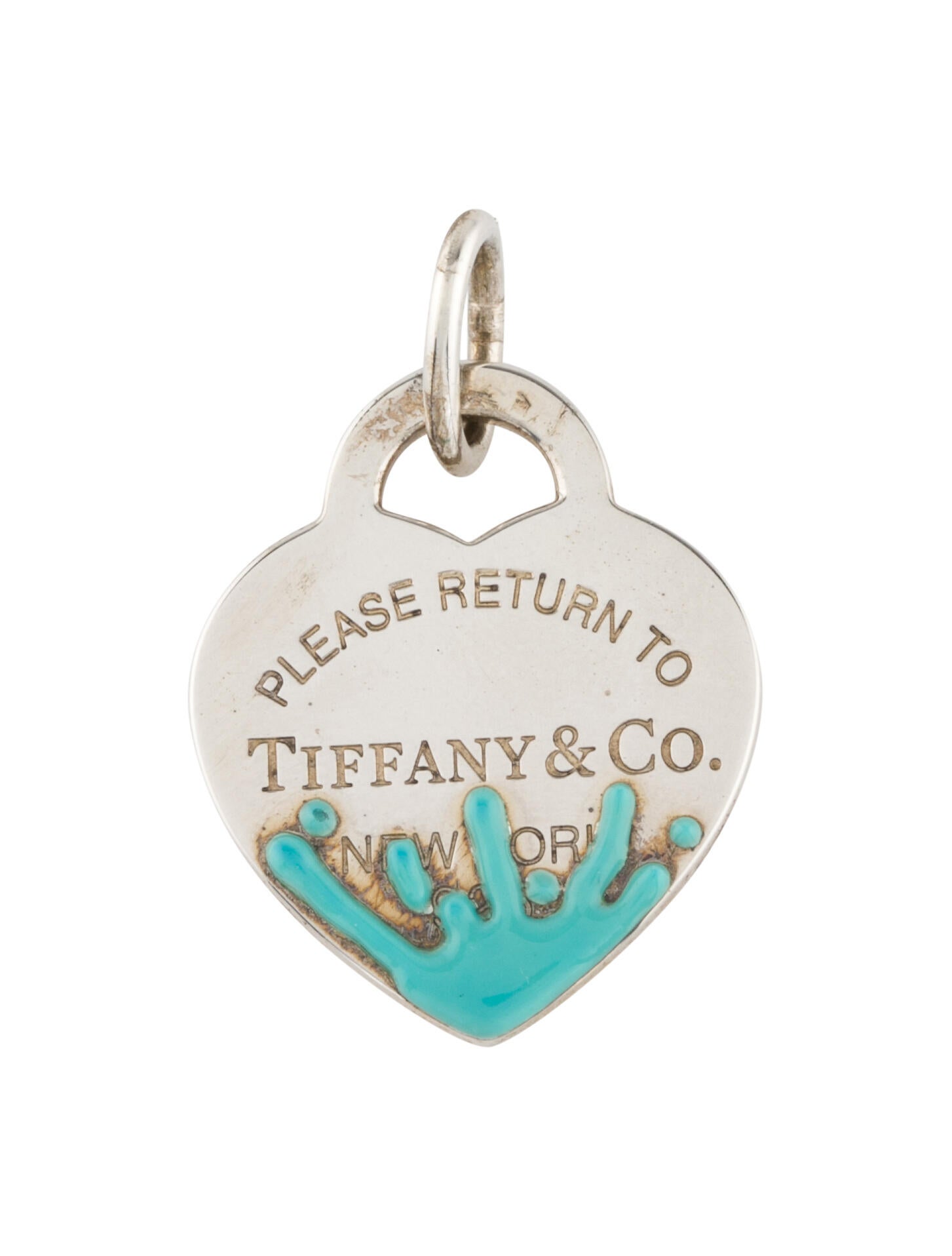 Tiffany color splash heart tag necklace Clearance