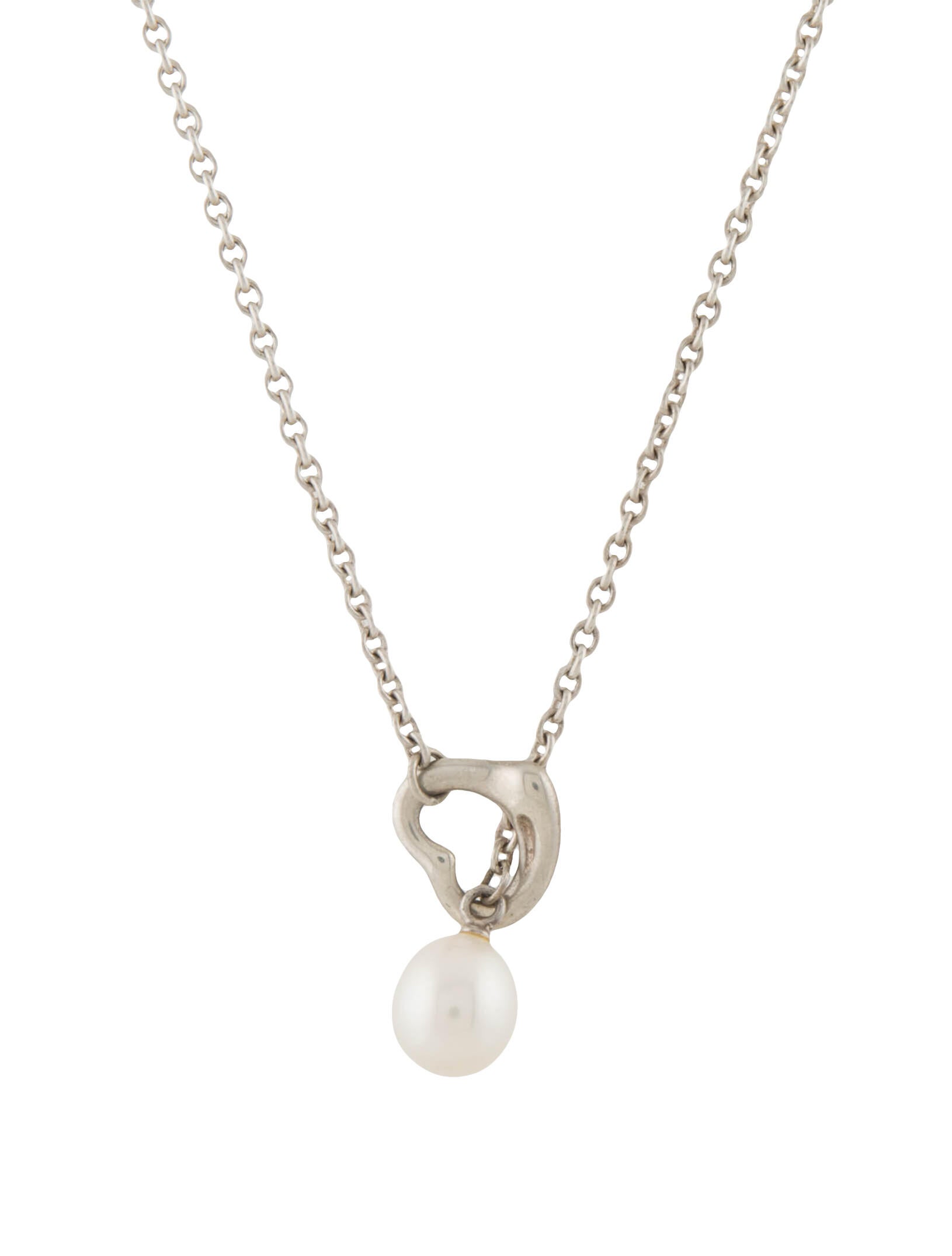 Tiffany & Co. Pearl Open Heart Lariat Necklace