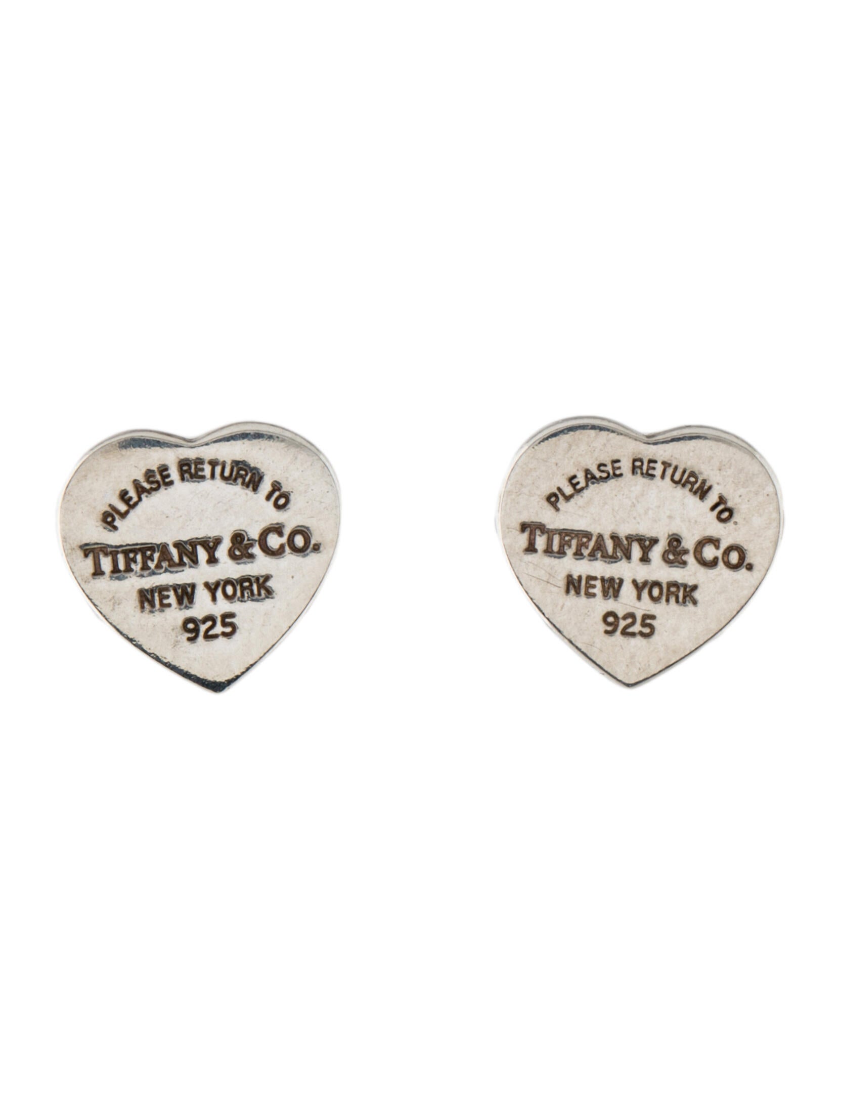 Tiffany & Co. Mini Heart Tag Stud Earrings Sterling Silver Stud