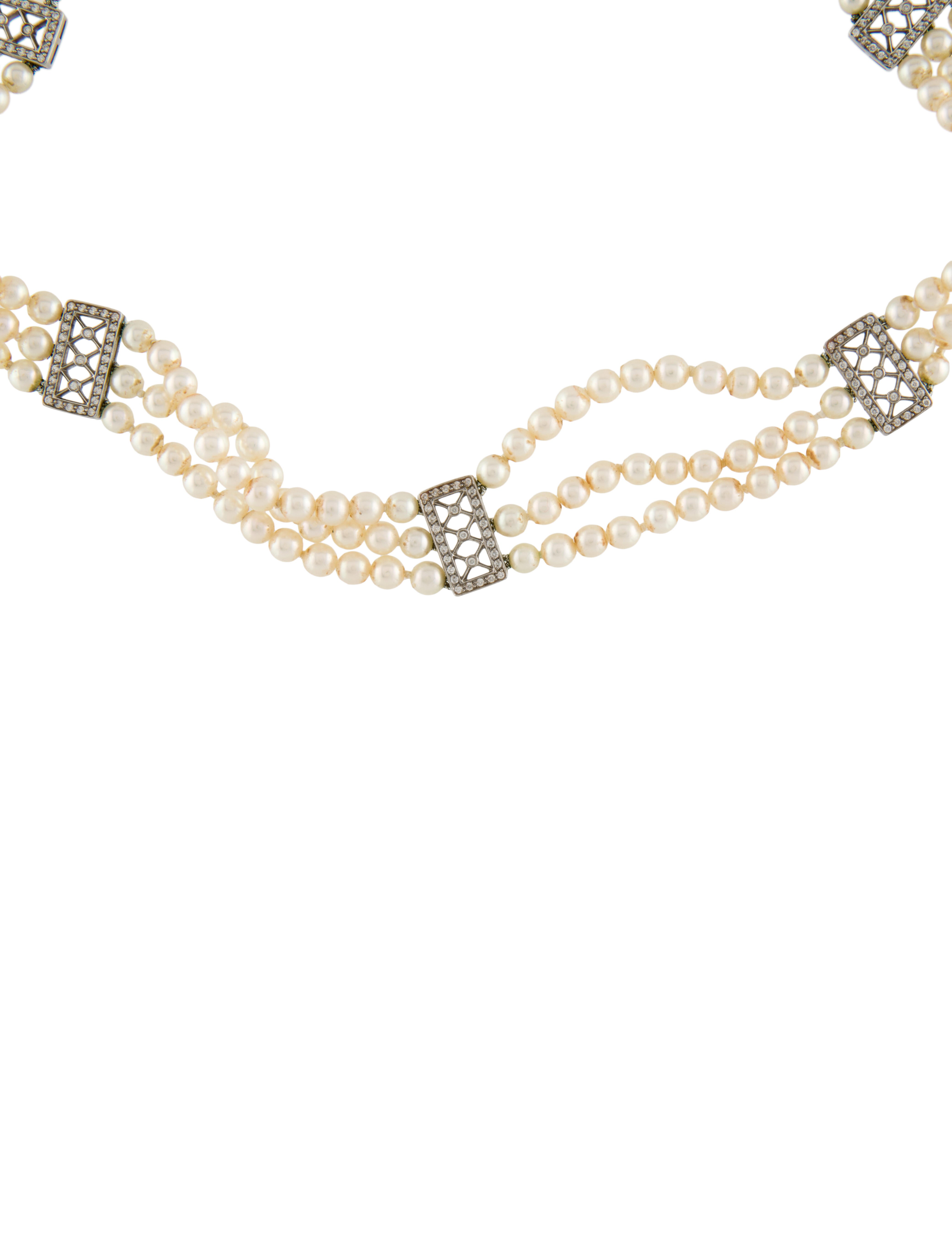 Tiffany & Co. Platinum Pearl & Diamond Choker 950 Platinum Choker, Necklaces TIF224021 The