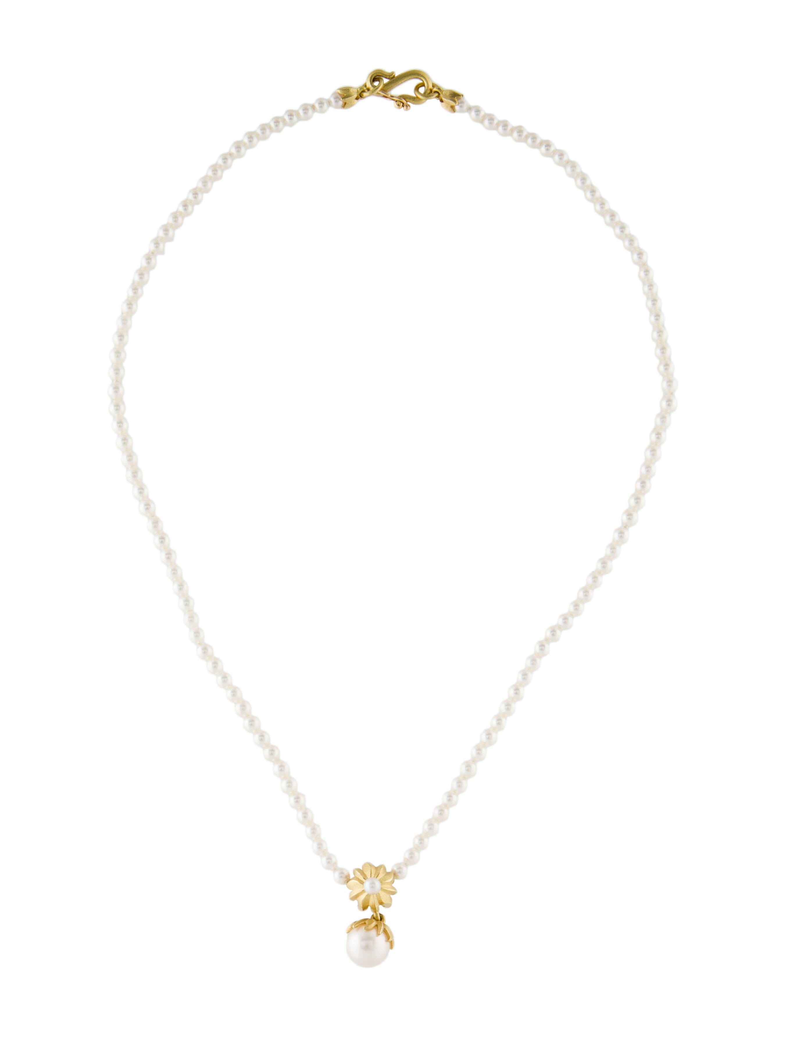 Tiffany & Co. Vintage 18K Pearl Pendant Necklace 18K Yellow Gold Bead