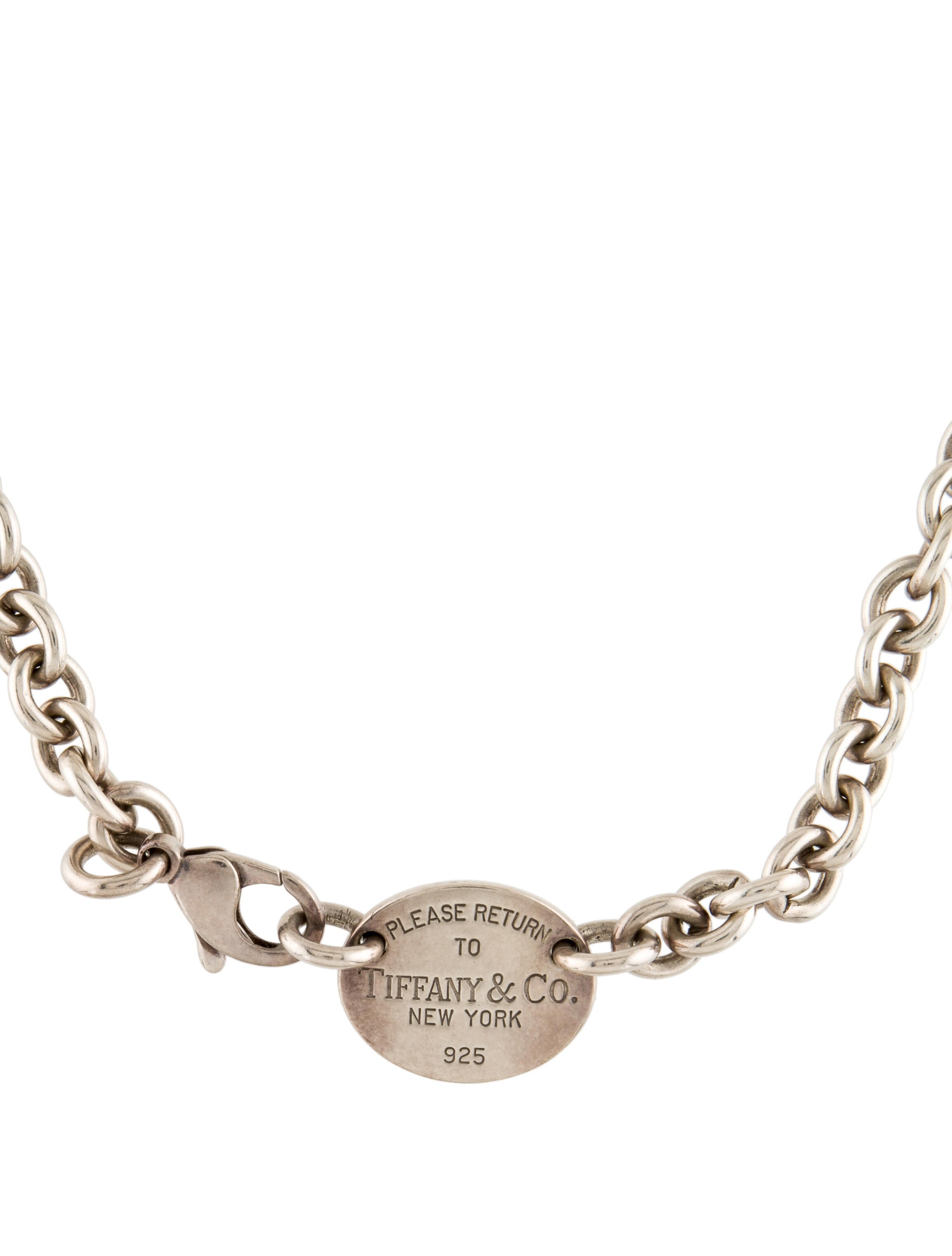 Tiffany & Co. Oval Tag Choker Necklace Sterling Silver Choker