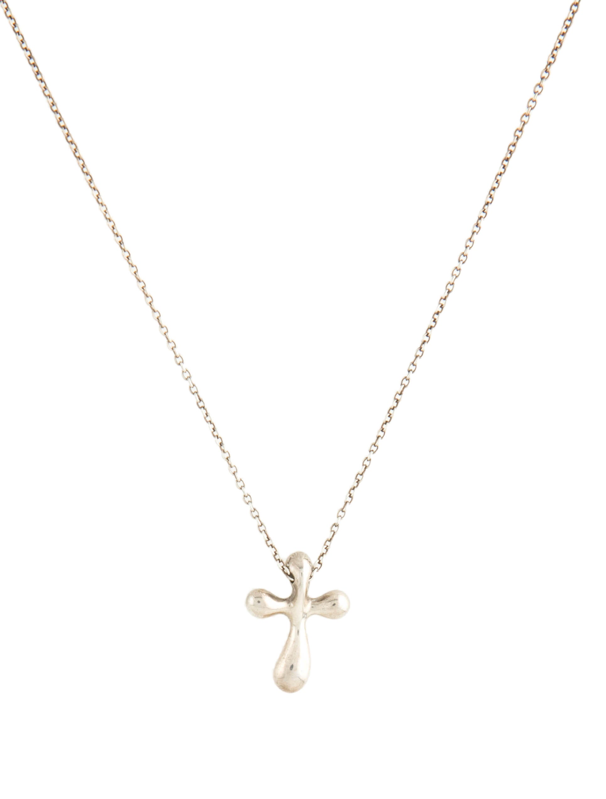 Tiffany & Co. Elsa Peretti Cross Pendant Necklace Sterling Silver