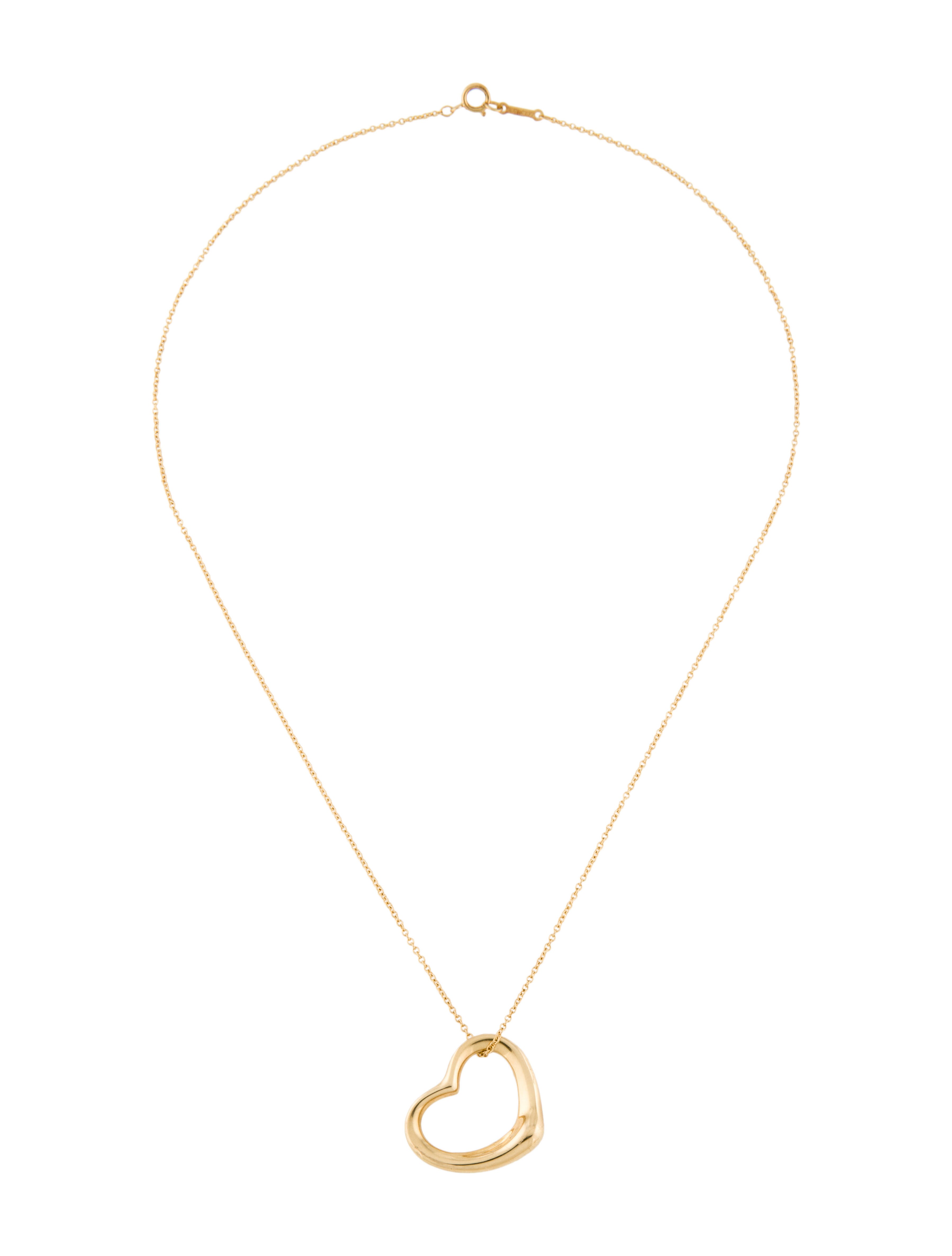 Tiffany & Co. Vintage 18K Open Heart Pendant Necklace 18K Yellow Gold