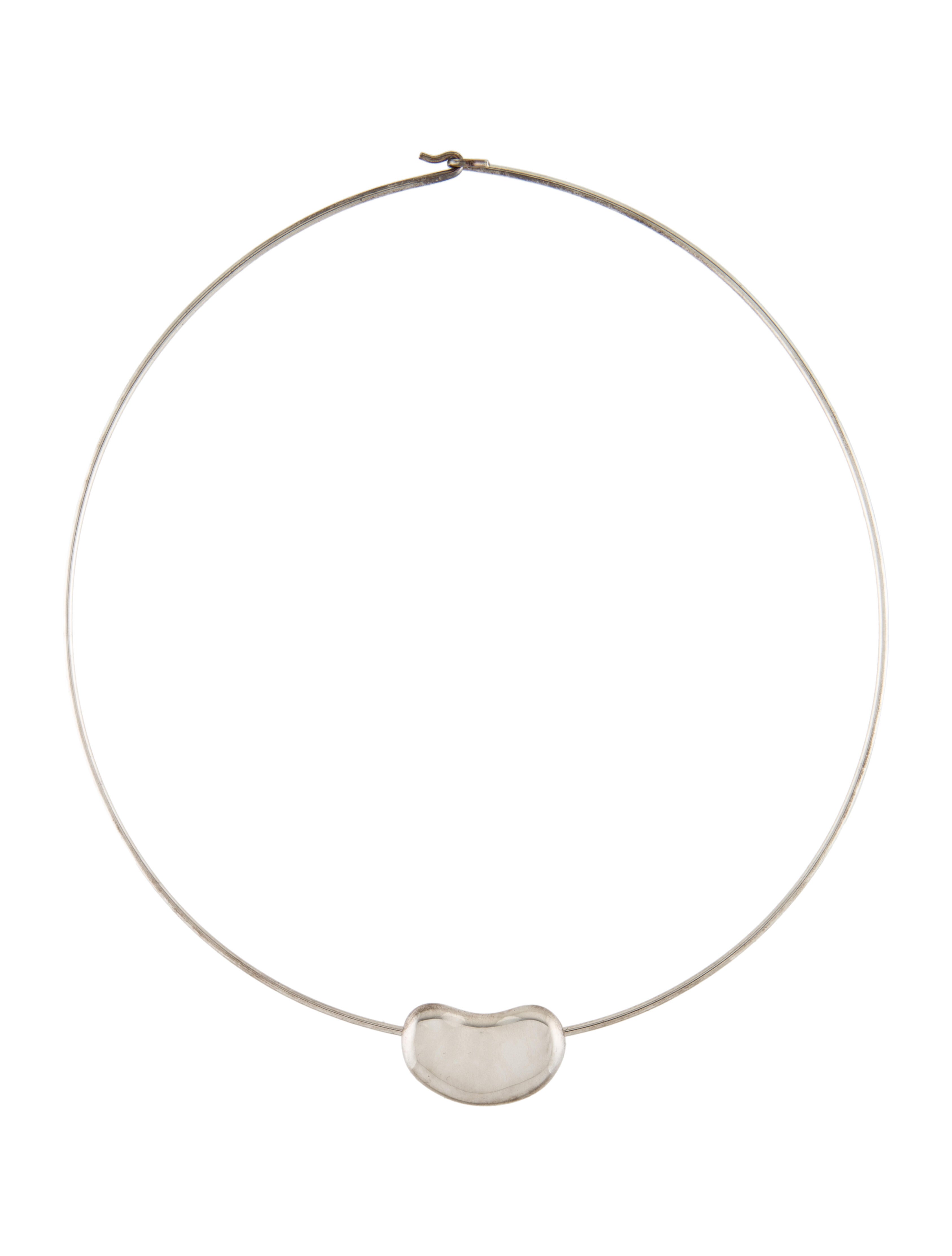 Tiffany & Co. Bean Design Wire Necklace Sterling Silver Pendant