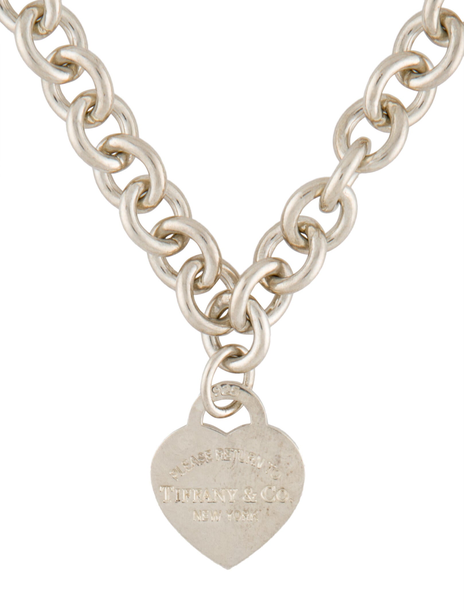 Tiffany & Co. Heart Tag Chain Link Necklace in Silver Sterling Silver