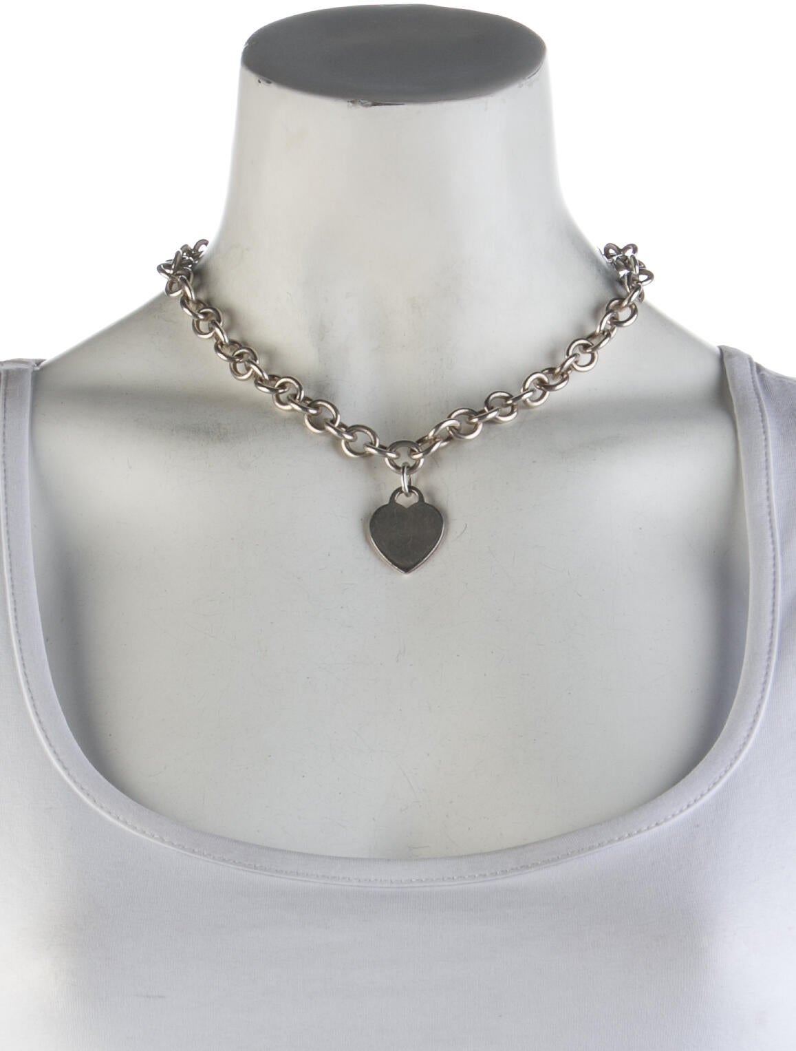 Tiffany & Co. Heart Tag Chain Link Necklace Sterling Silver Pendant