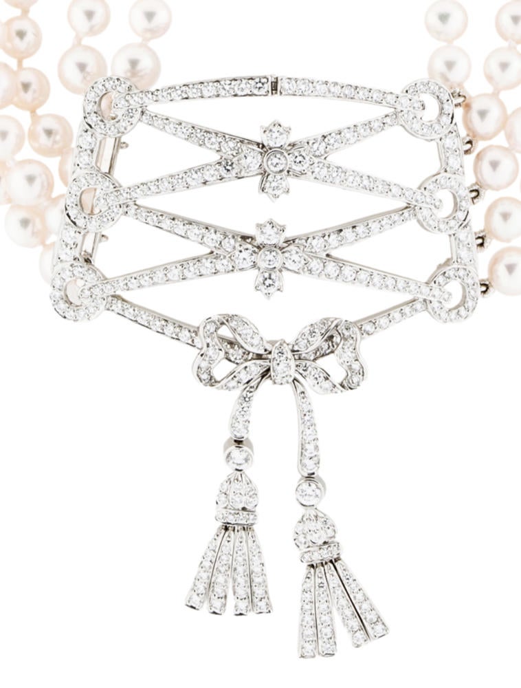 Tiffany & Co. 7.70ctw Diamond & Cultured Pearl Necklace Necklaces