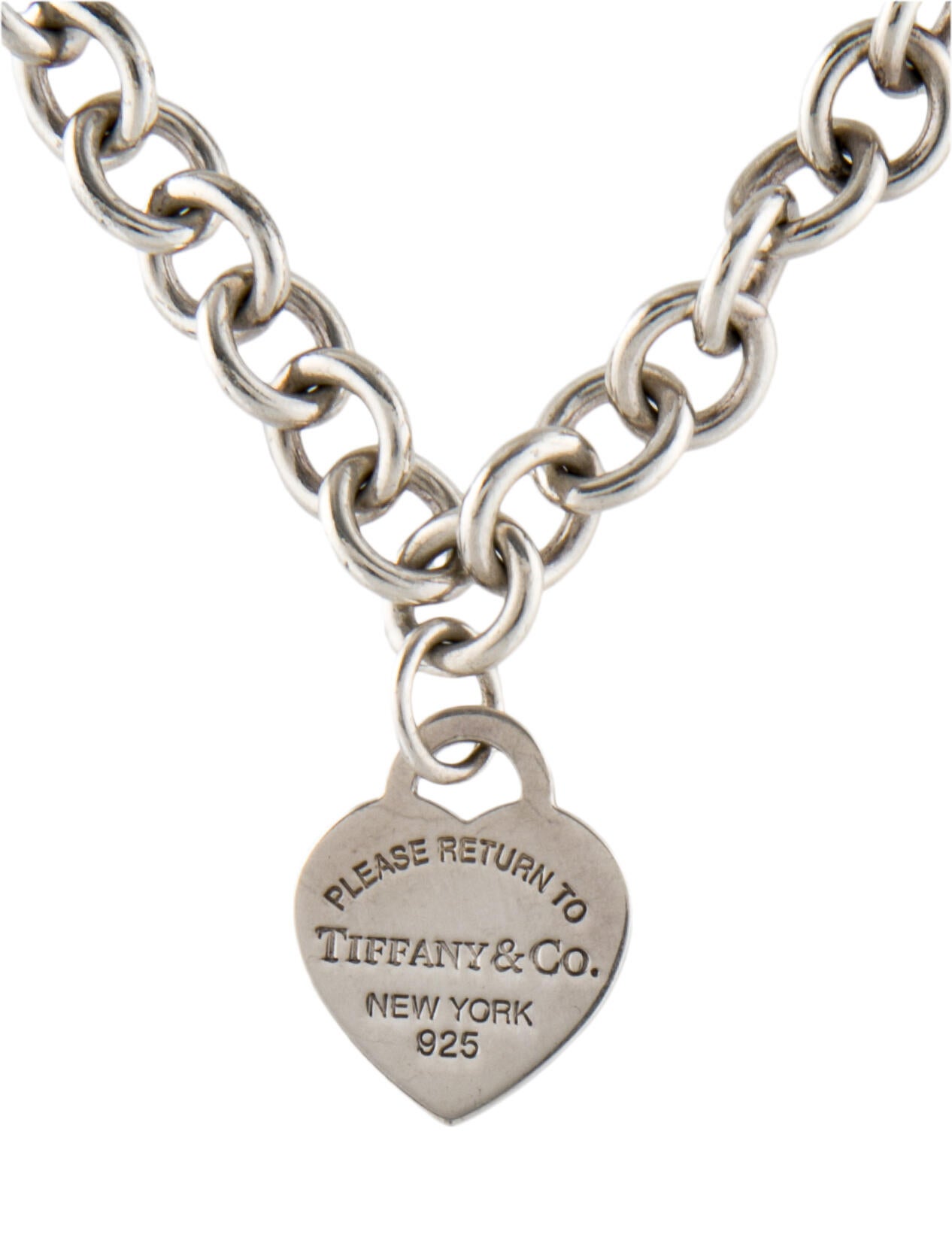 Tiffany & Co. Heart Tag Chain Link Necklace Sterling Silver Pendant