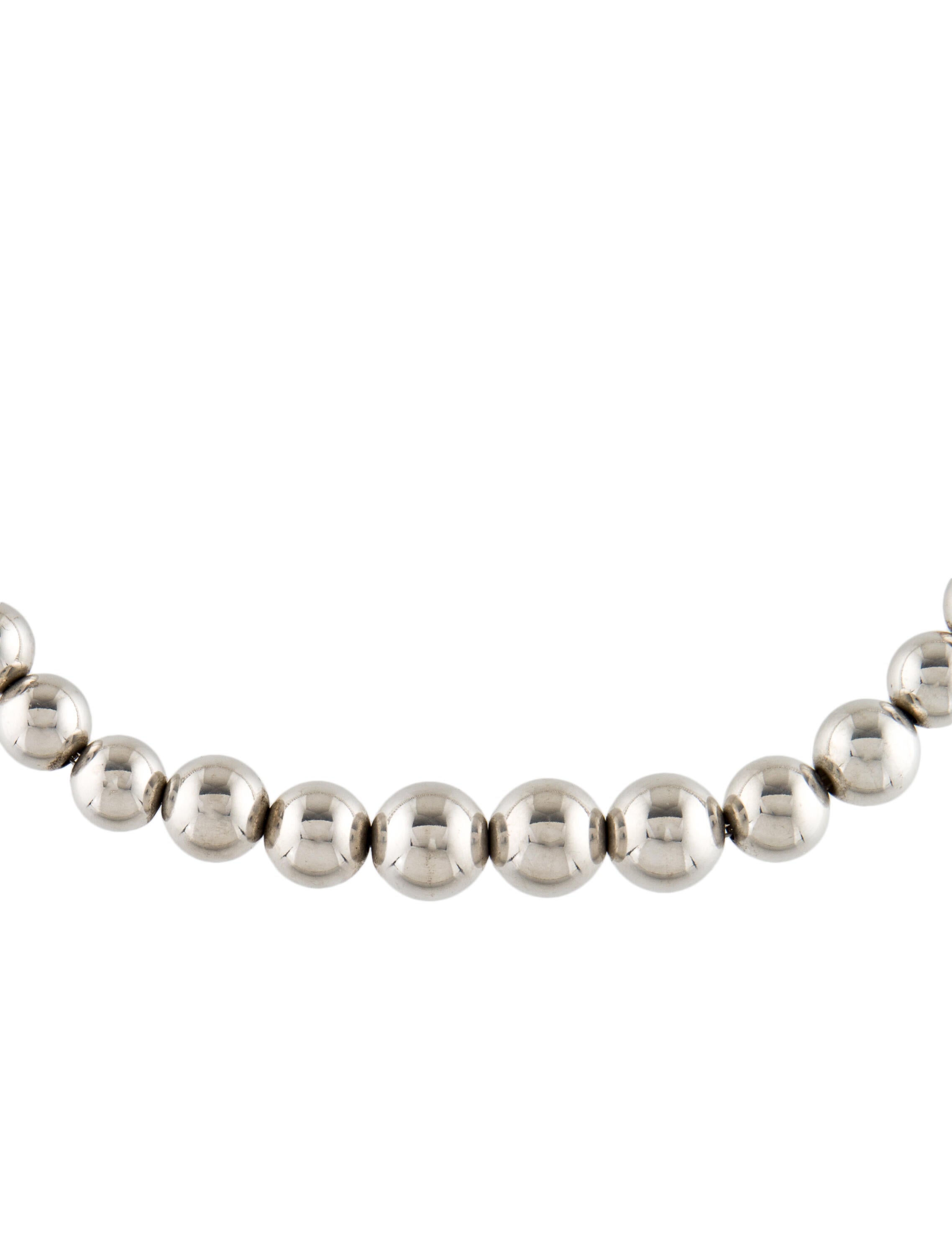 Tiffany & Co. Graduated Ball Necklace Sterling Silver Bead Strand
