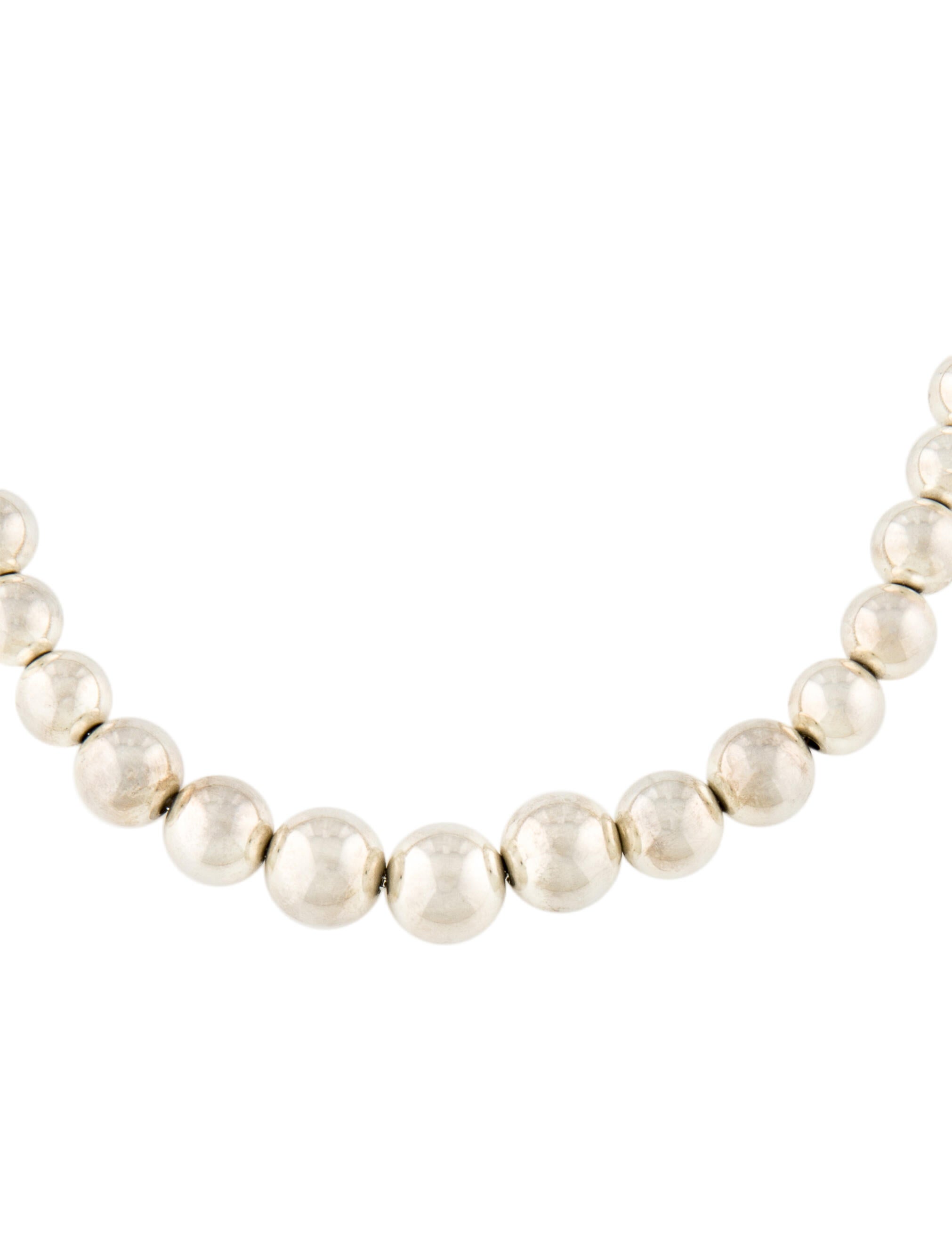 Tiffany & Co. Graduated Ball Necklace Sterling Silver Bead Strand