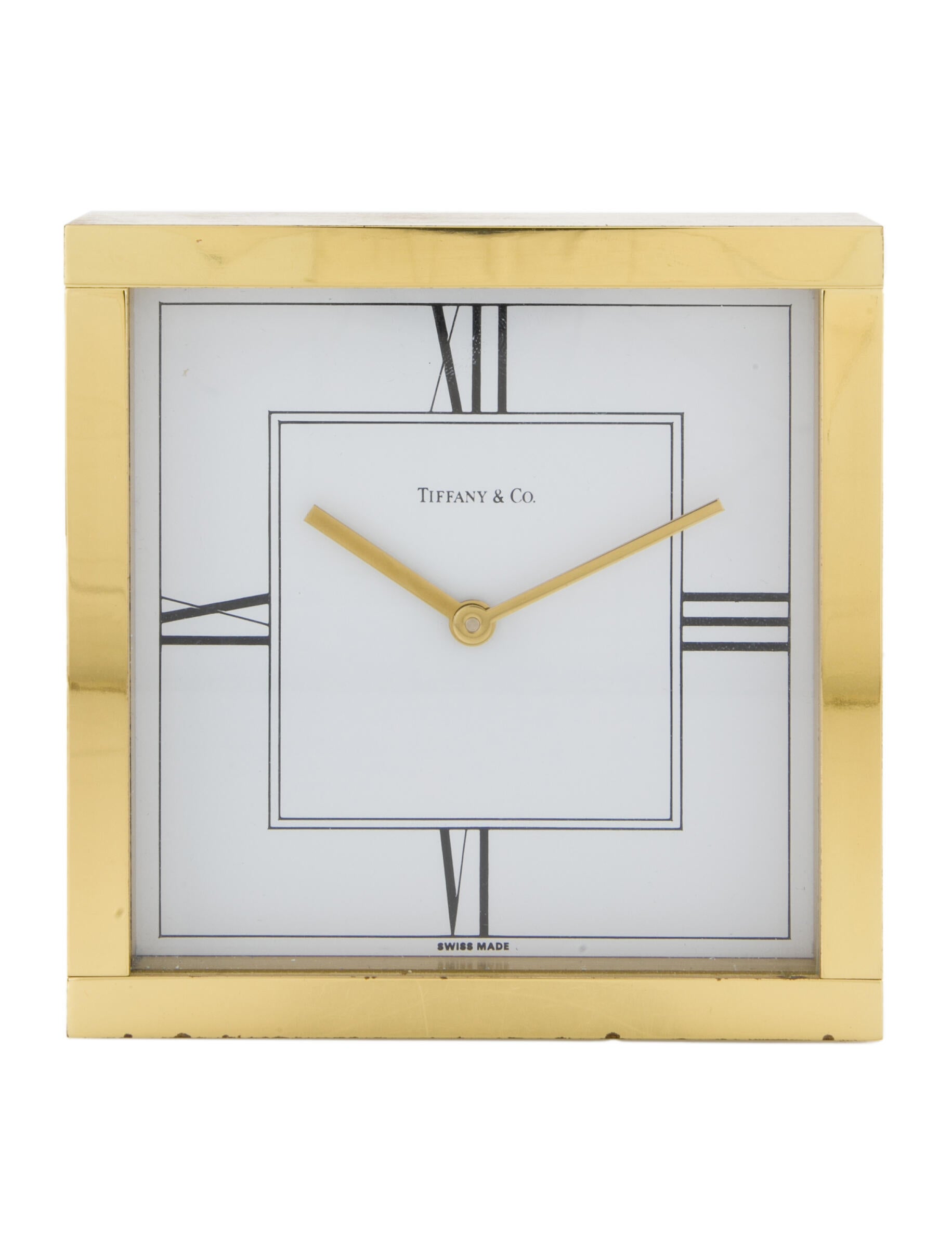 Tiffany & Co. Brass Square Desk Clock