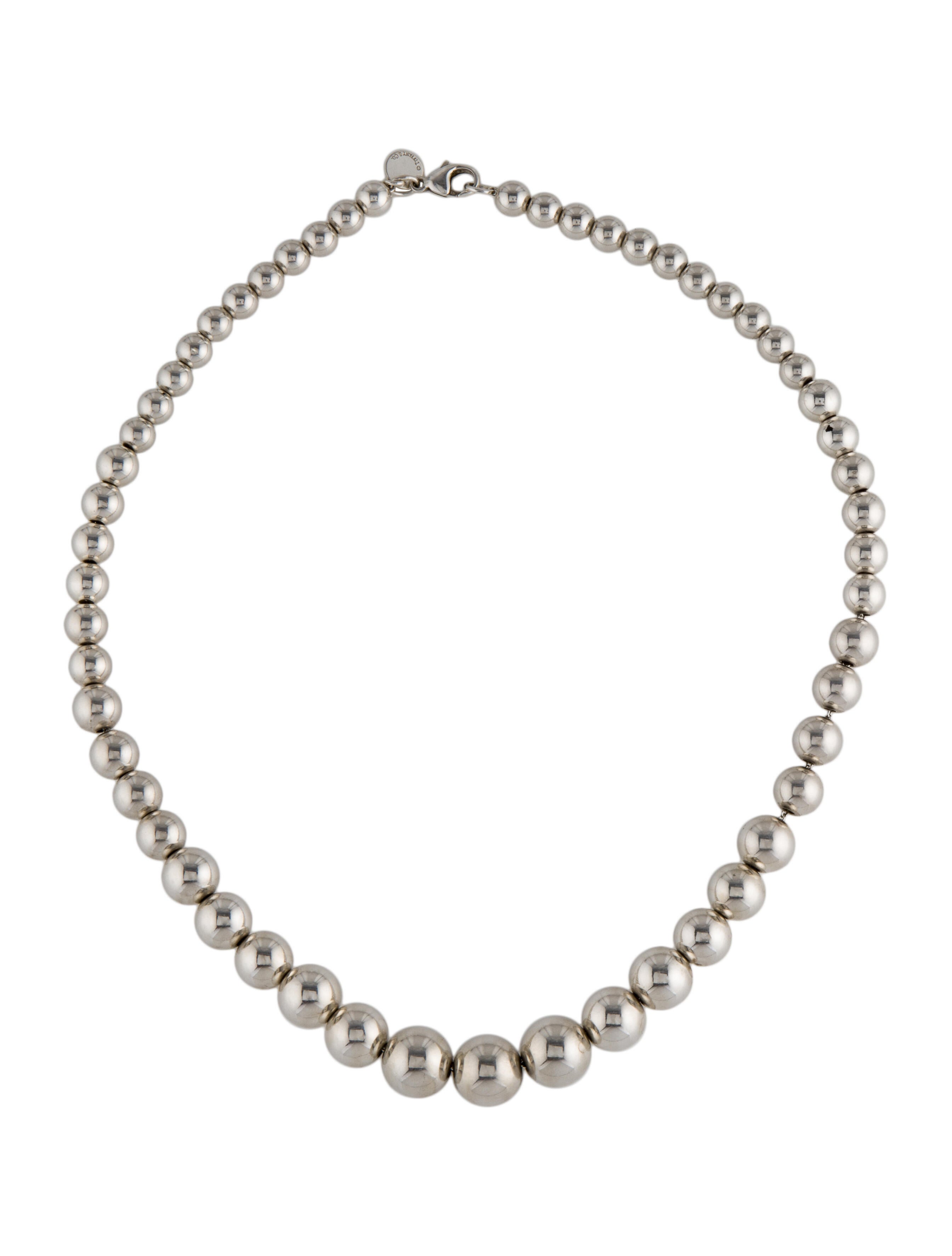 Tiffany & Co. Graduated Ball Necklace Sterling Silver Bead Strand