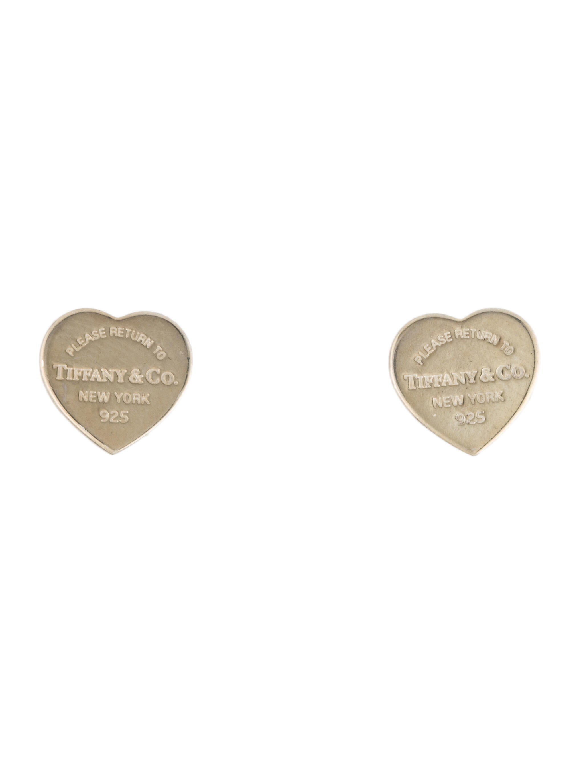 Tiffany & Co. Heart Tag Stud Earrings Sterling Silver Stud, Earrings