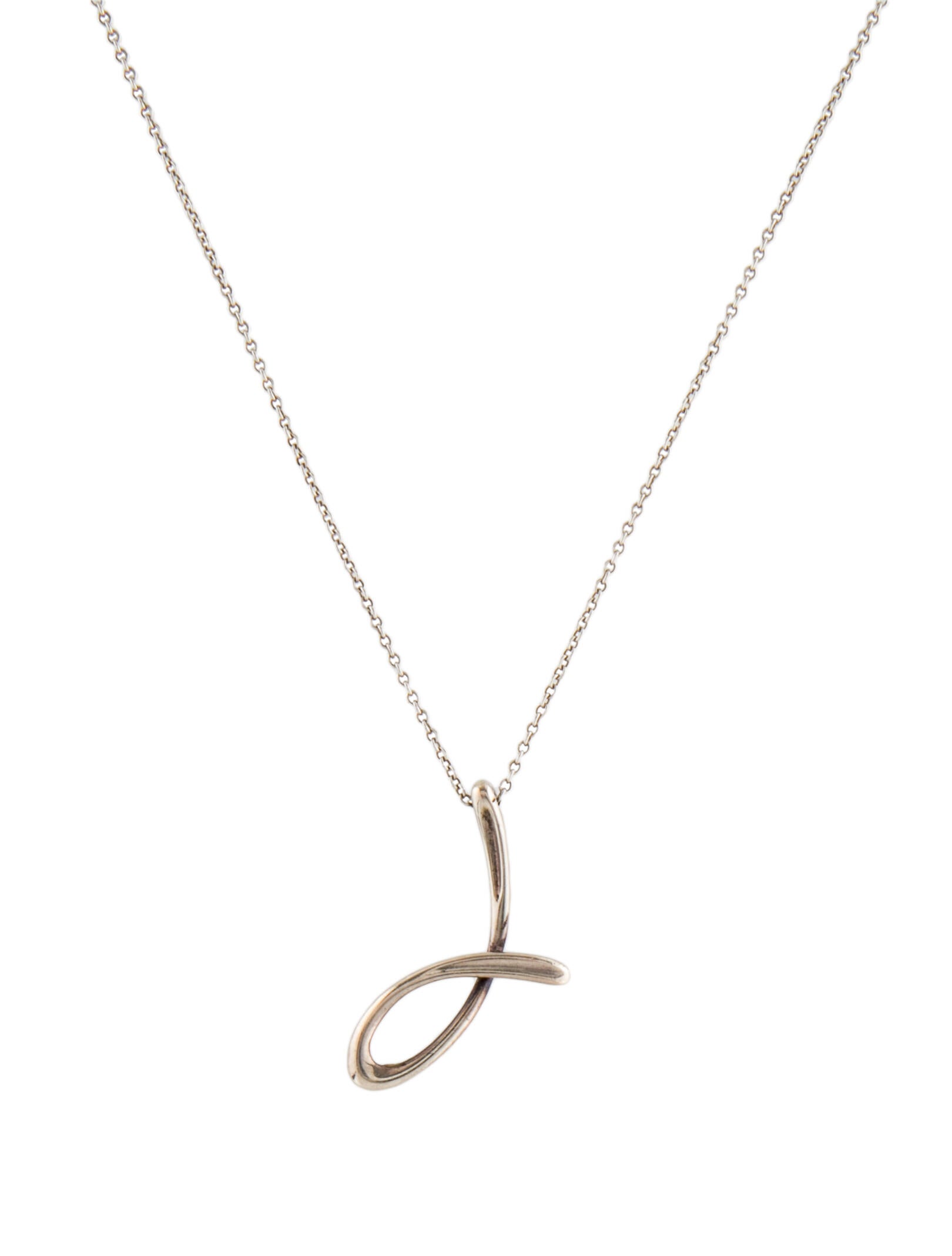 Tiffany & Co. Alphabet Letter J Pendant Necklace Sterling Silver