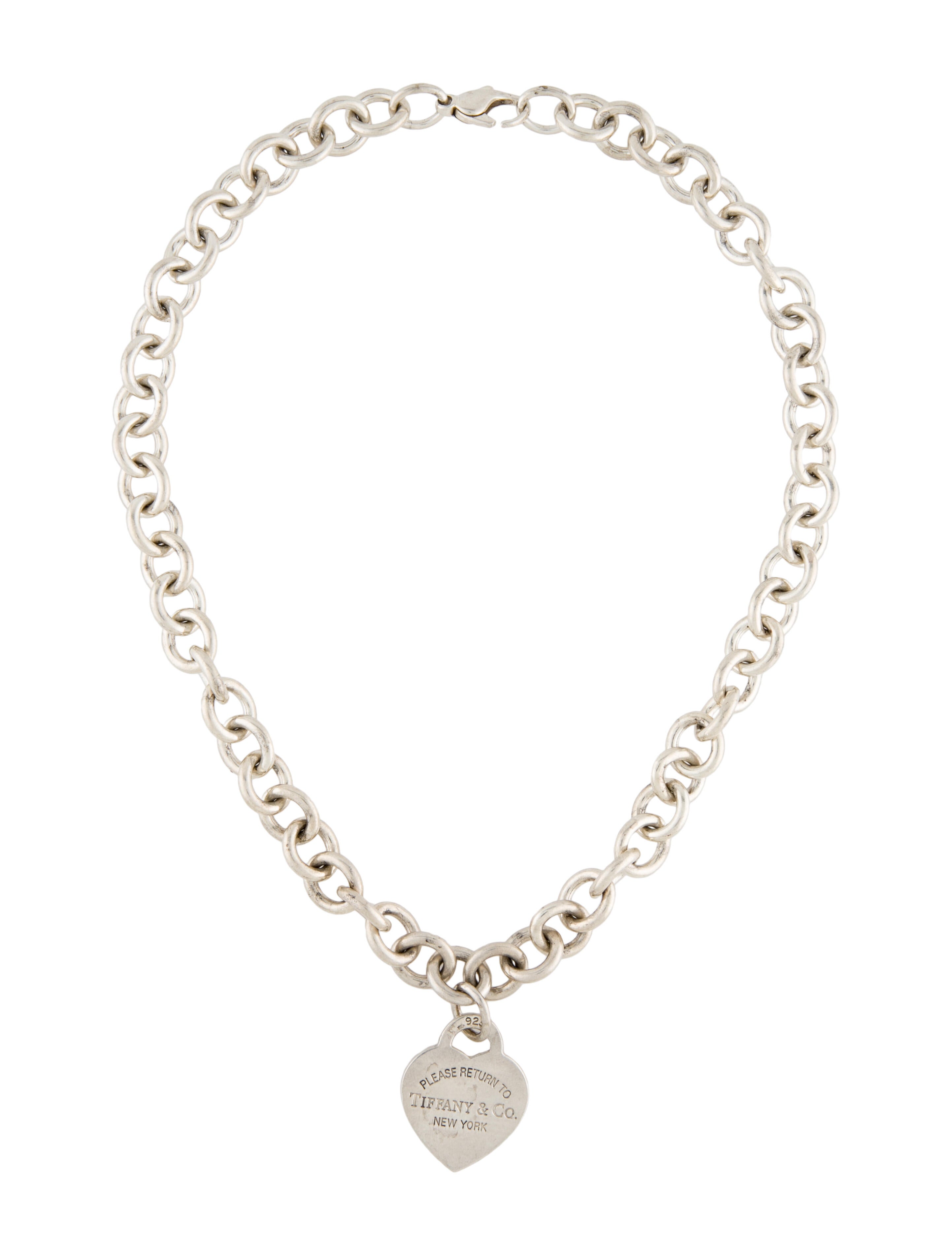 Tiffany & Co. Heart Tag Chain Link Necklace Sterling Silver Chain