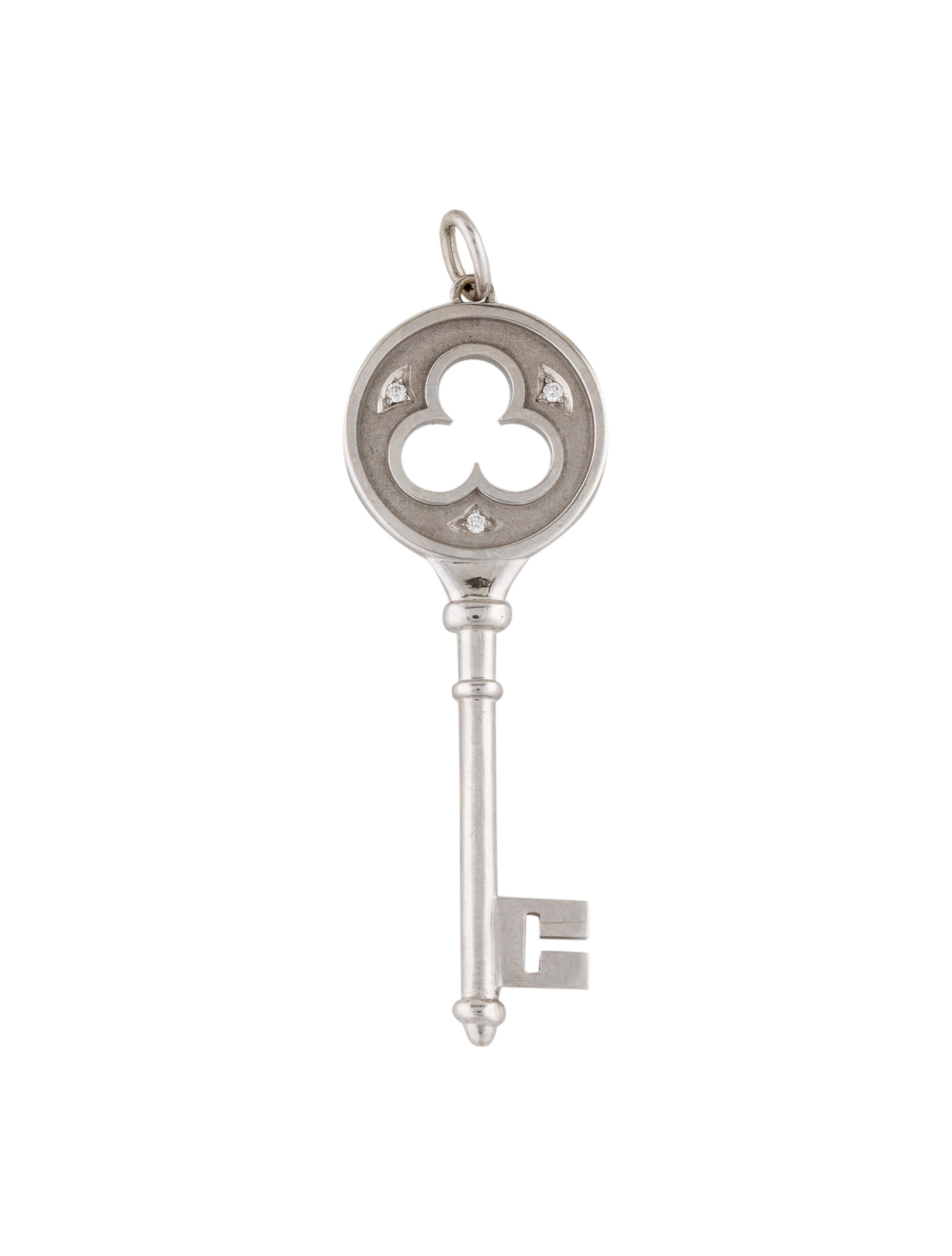 Tiffany & Co. 18K Diamond Clover Key Pendant - Rhodium-Plated 18K White  Gold Pendant, Brooches - Tif239081 | The Realreal