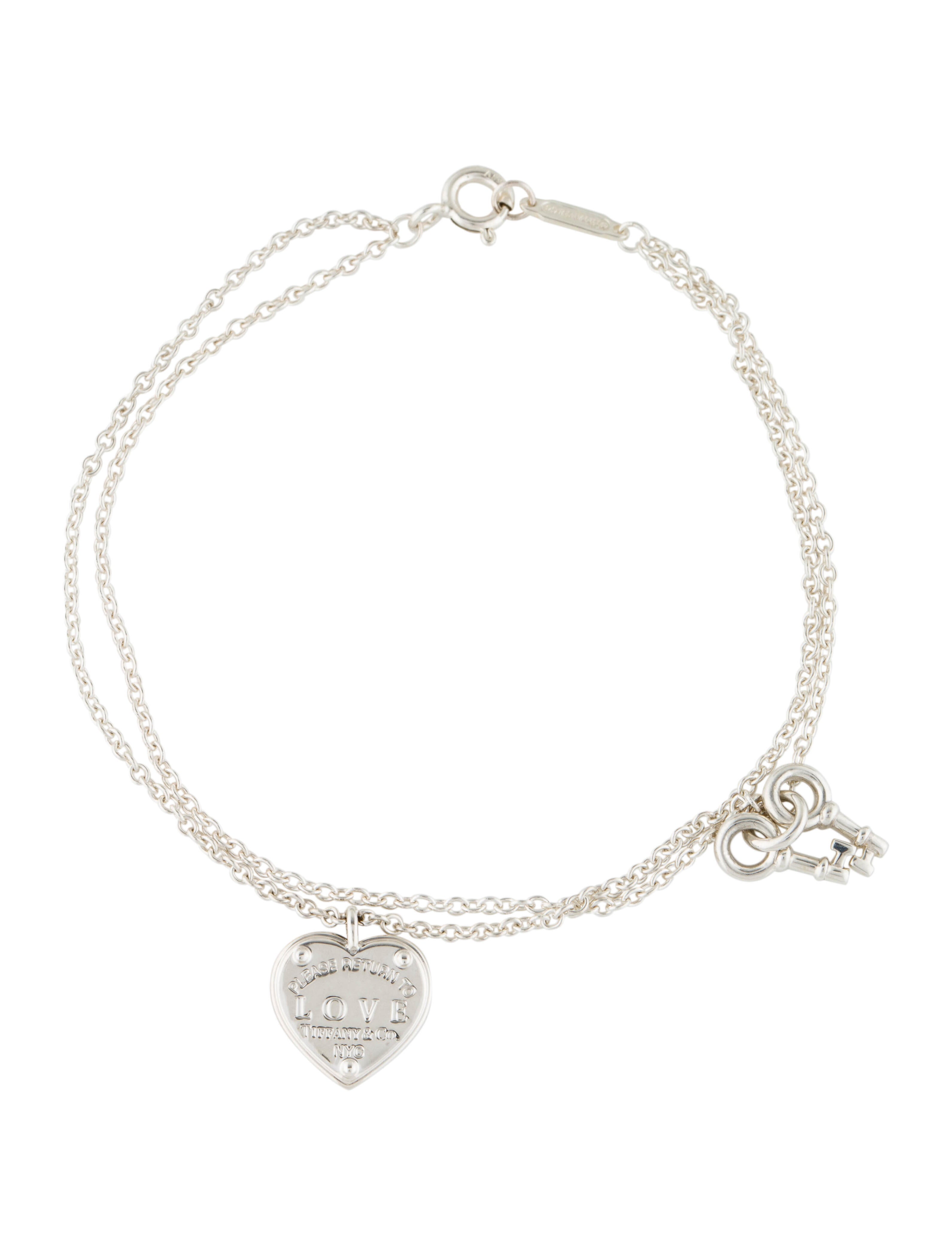 Tiffany & Co. Love Heart Tag Key Bracelet Sterling Silver Multistrand