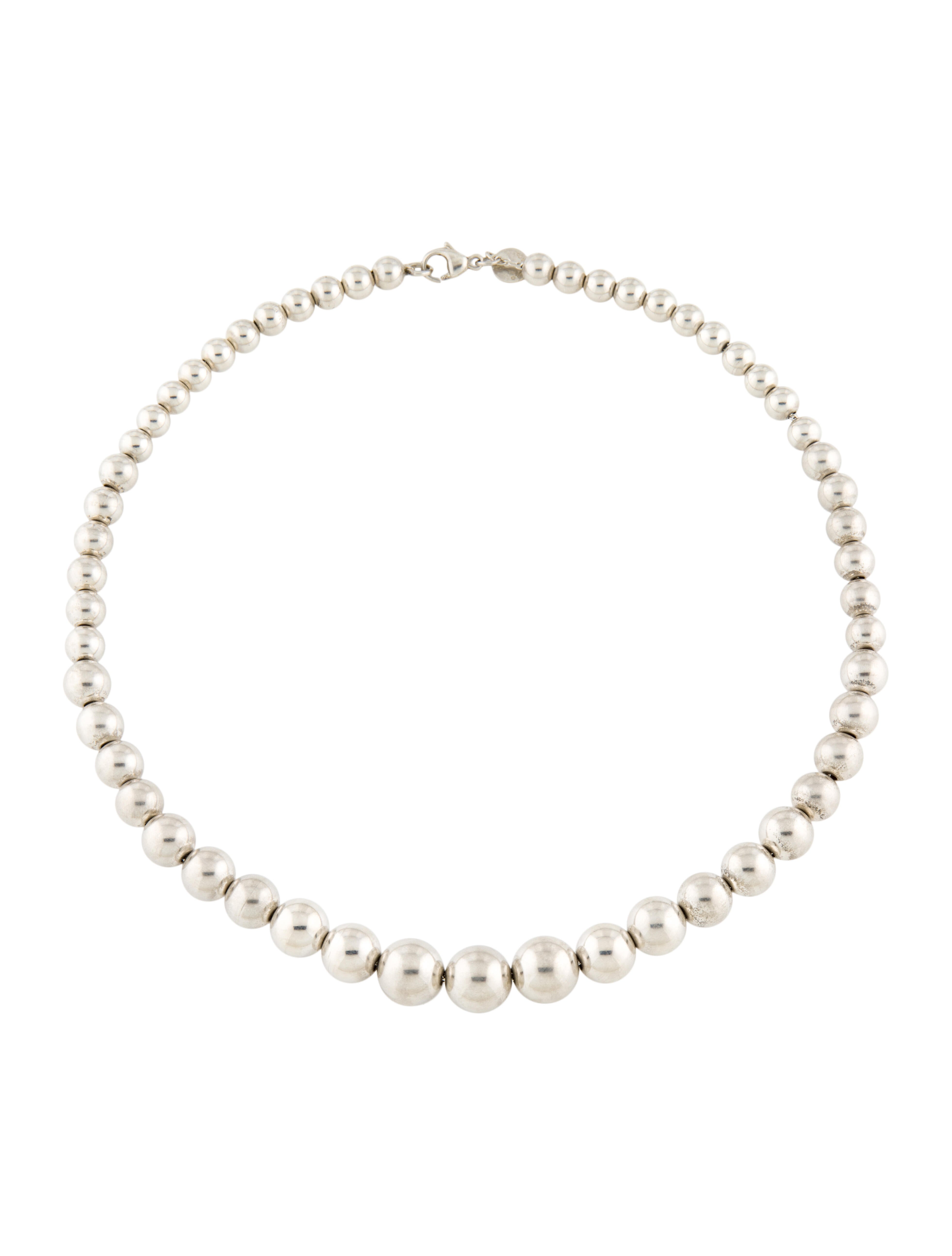 Tiffany & Co. Graduated Ball Necklace Sterling Silver Bead Strand