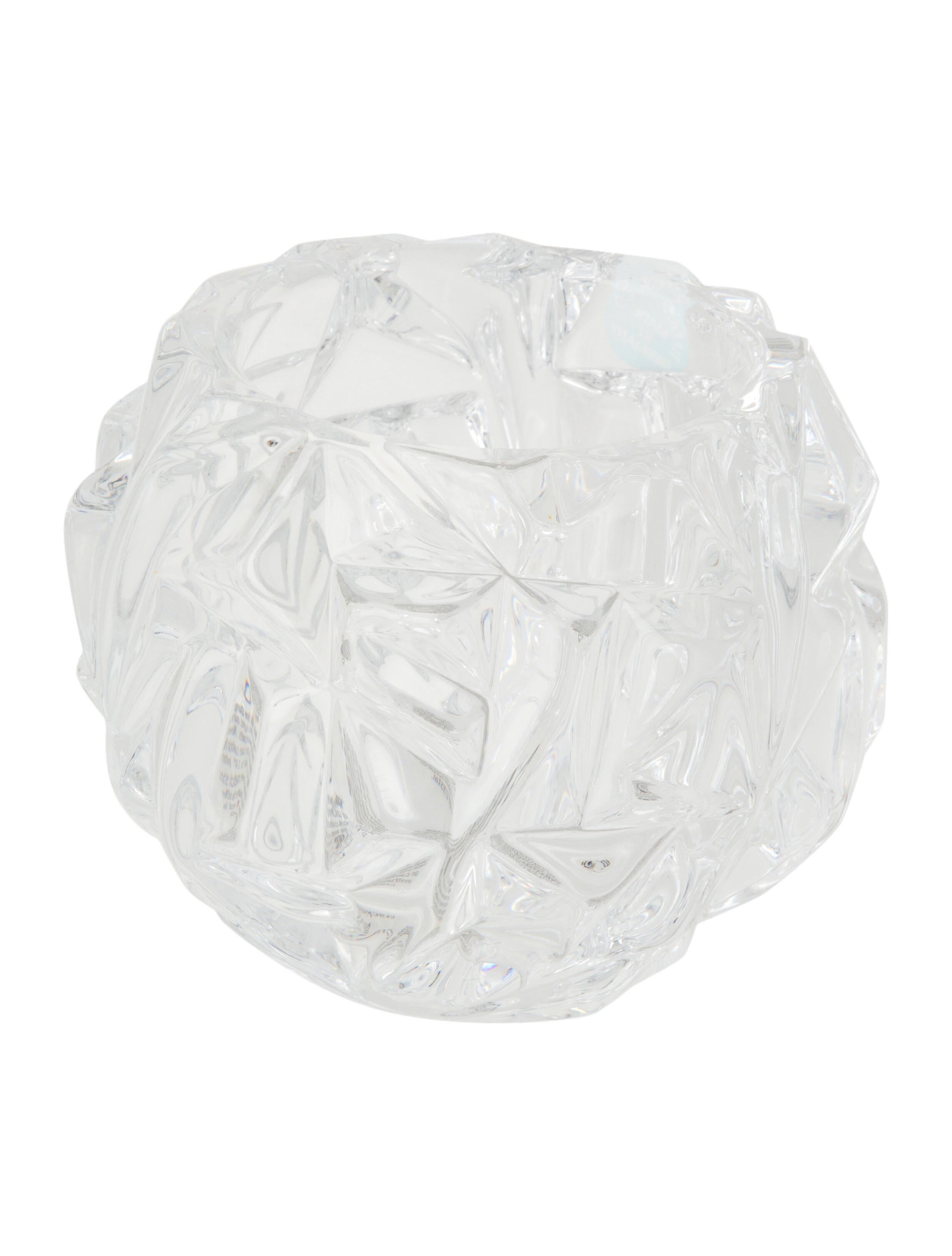 Tiffany & Co. Pair of Rock Cut Crystal Votives Clear Decorative