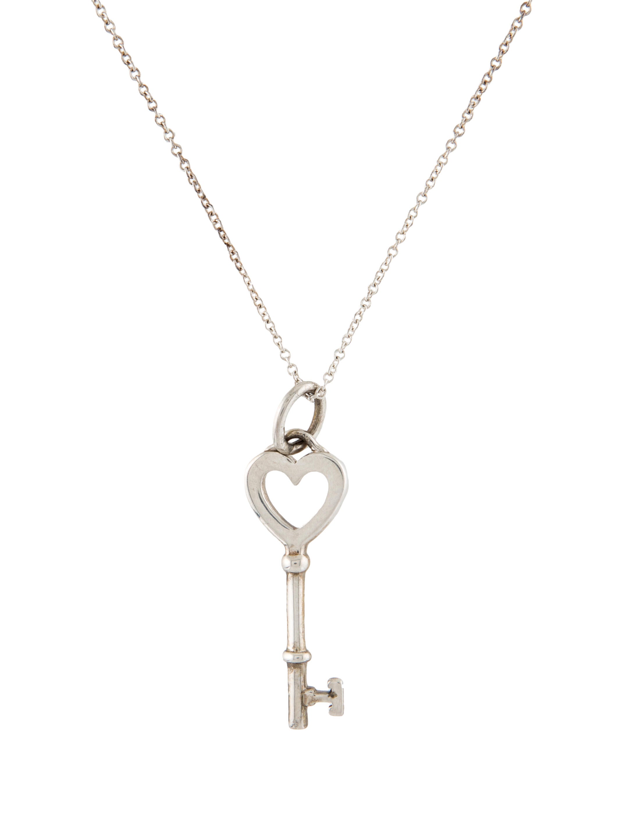 Tiffany & Co. Heart Key Pendant Necklace Sterling Silver Pendant